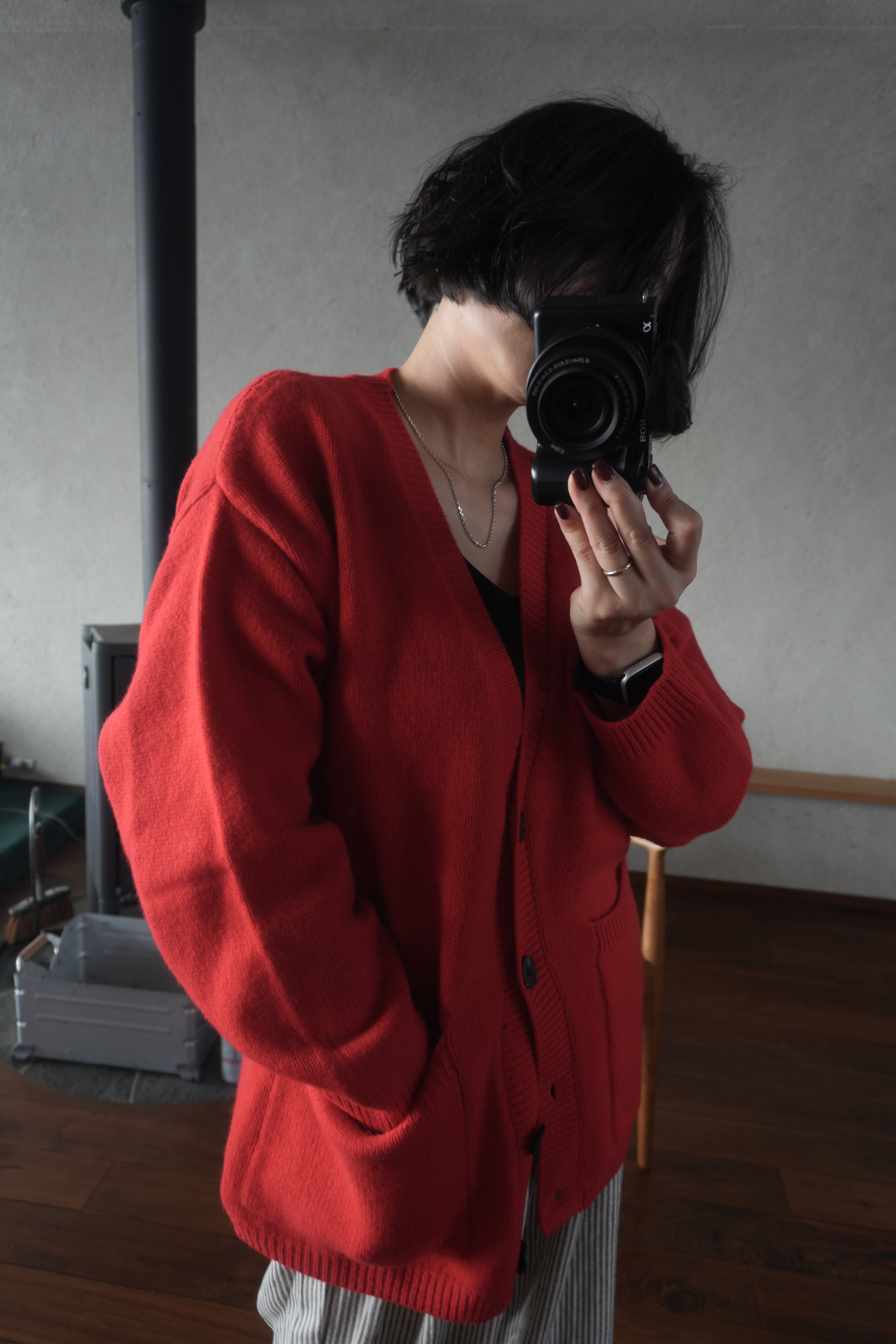 Soft Wool Relax Cardigan – Red