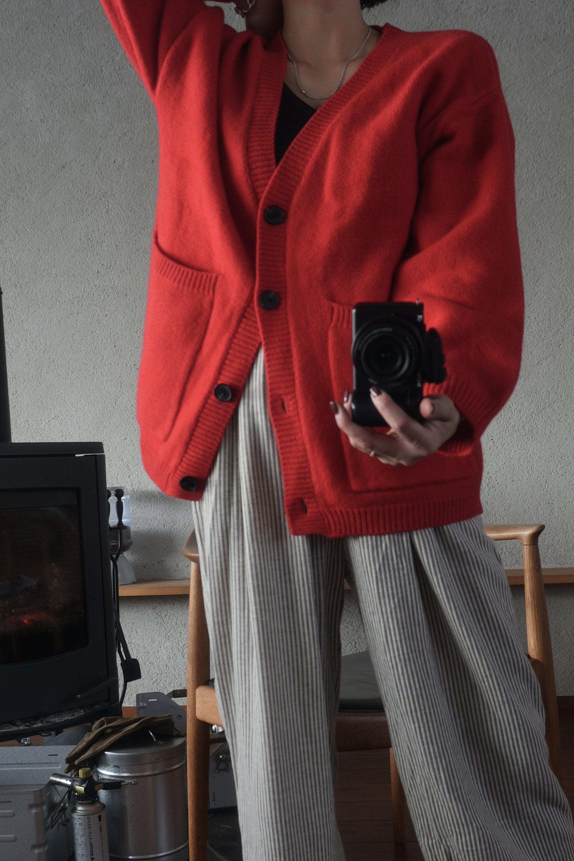 Soft Wool Relax Cardigan – Red