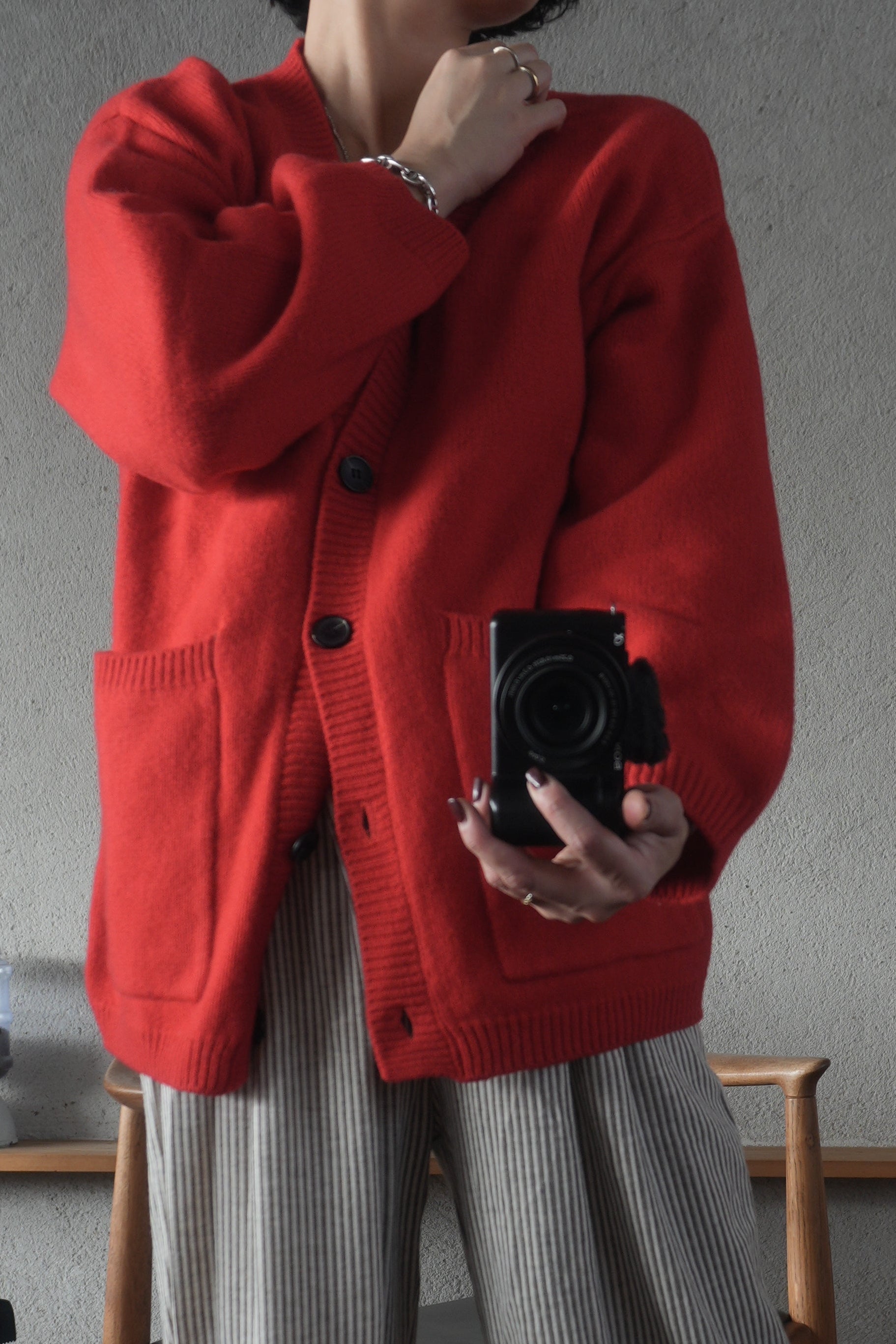 Soft Wool Relax Cardigan – Red