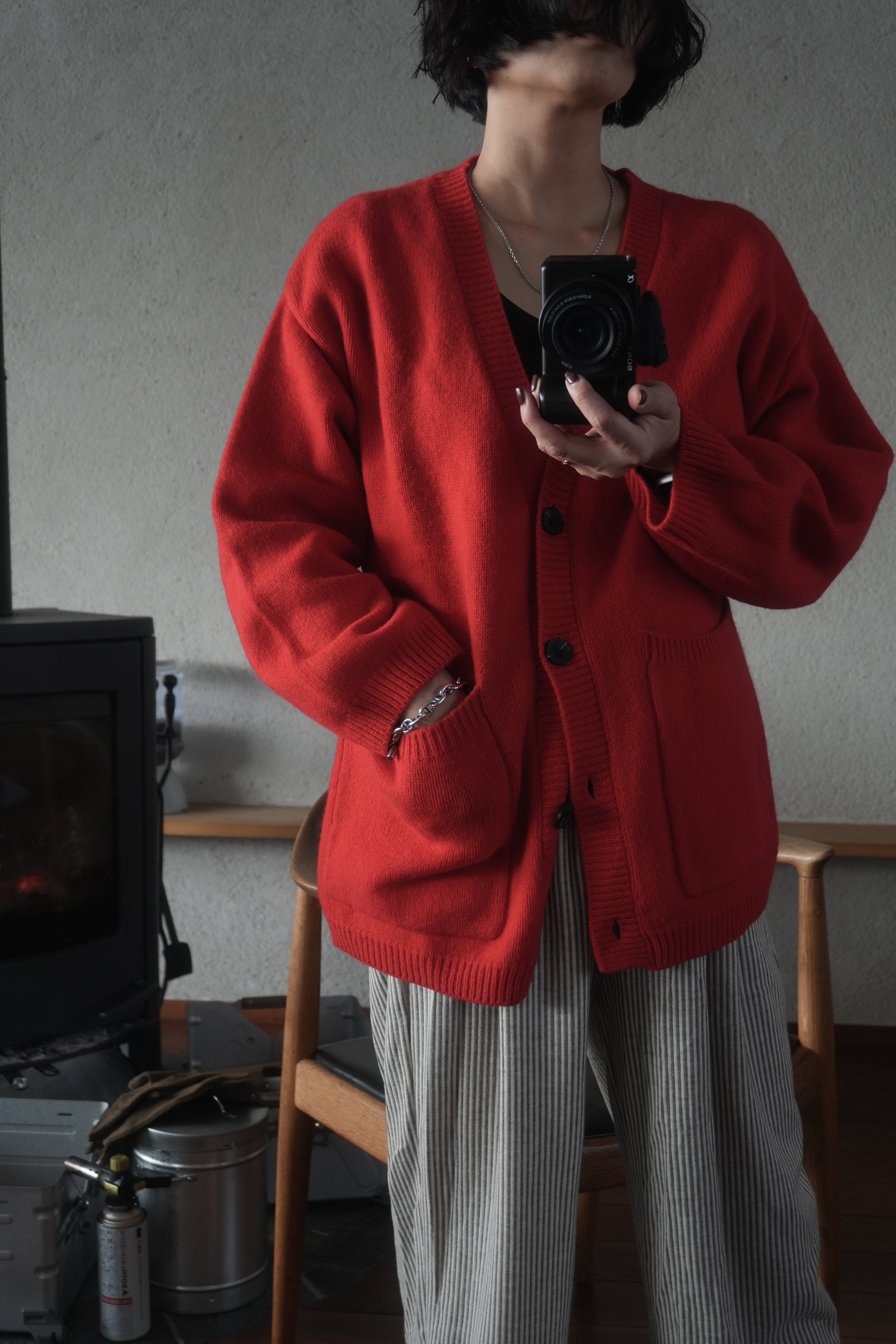 Soft Wool Relax Cardigan – Red
