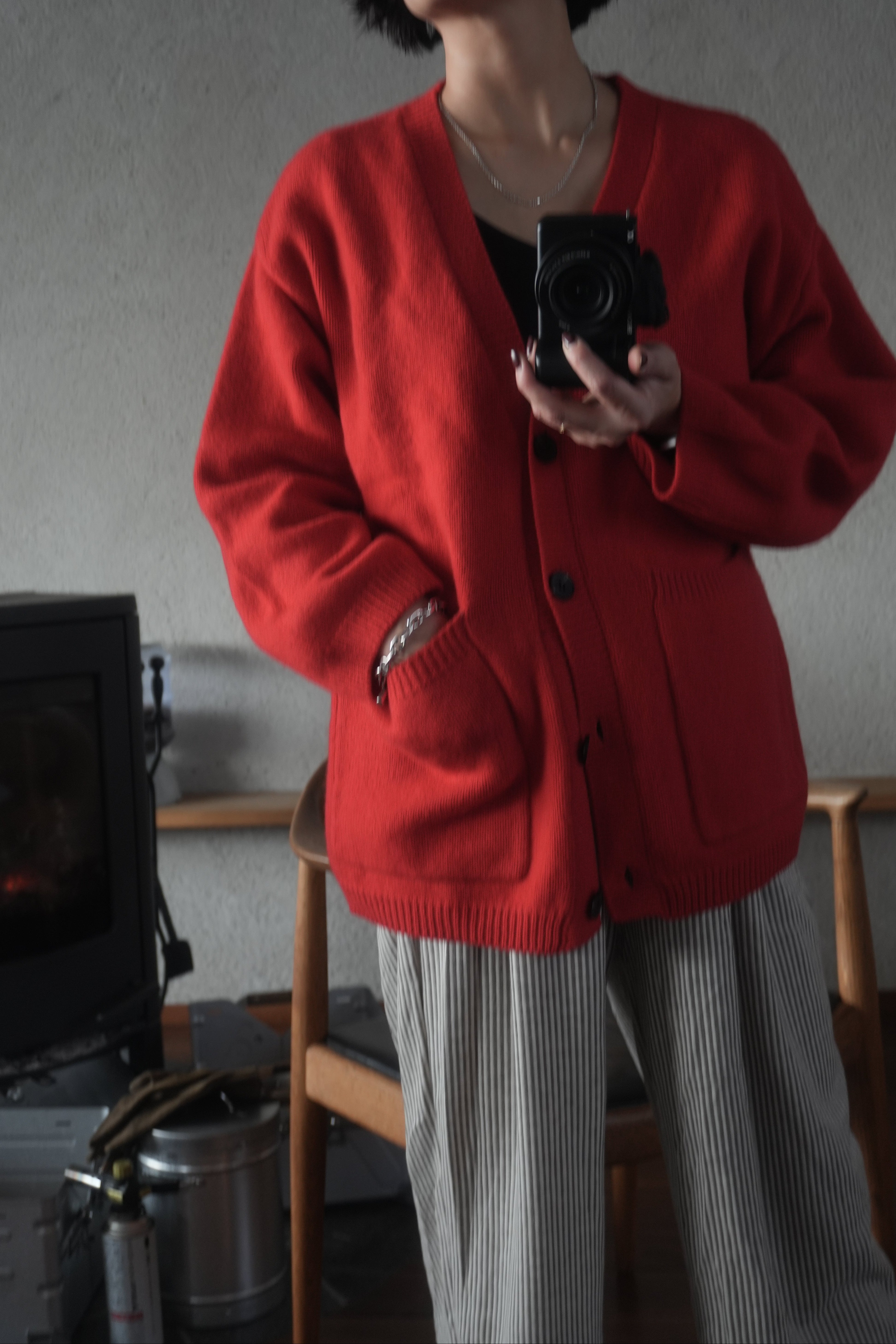 Soft Wool Relax Cardigan – Red