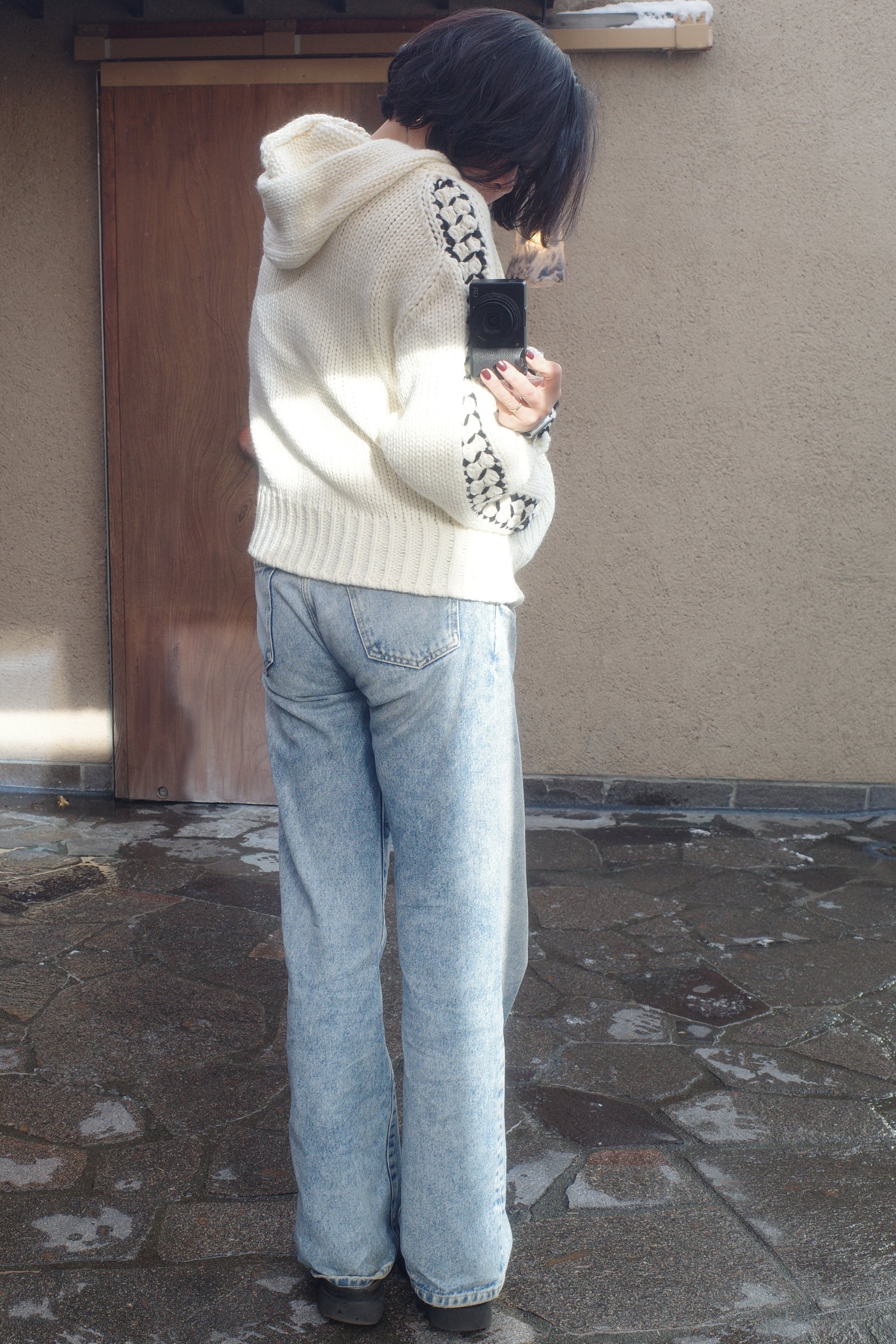 Cozy stich hood knit