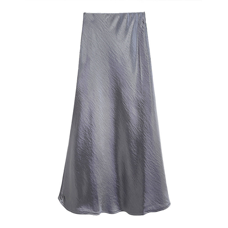 Glossy Flow Satin Skirt