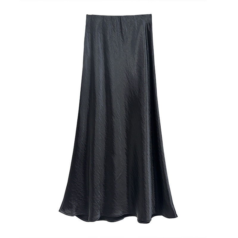 Glossy Flow Satin Skirt