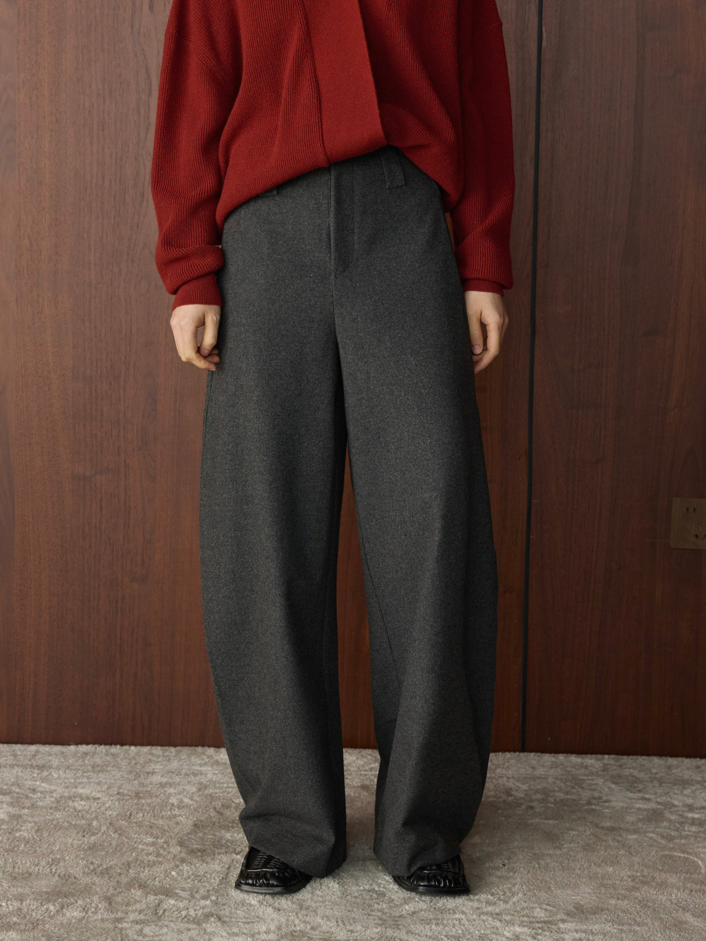 Structured Wool Wide Pants