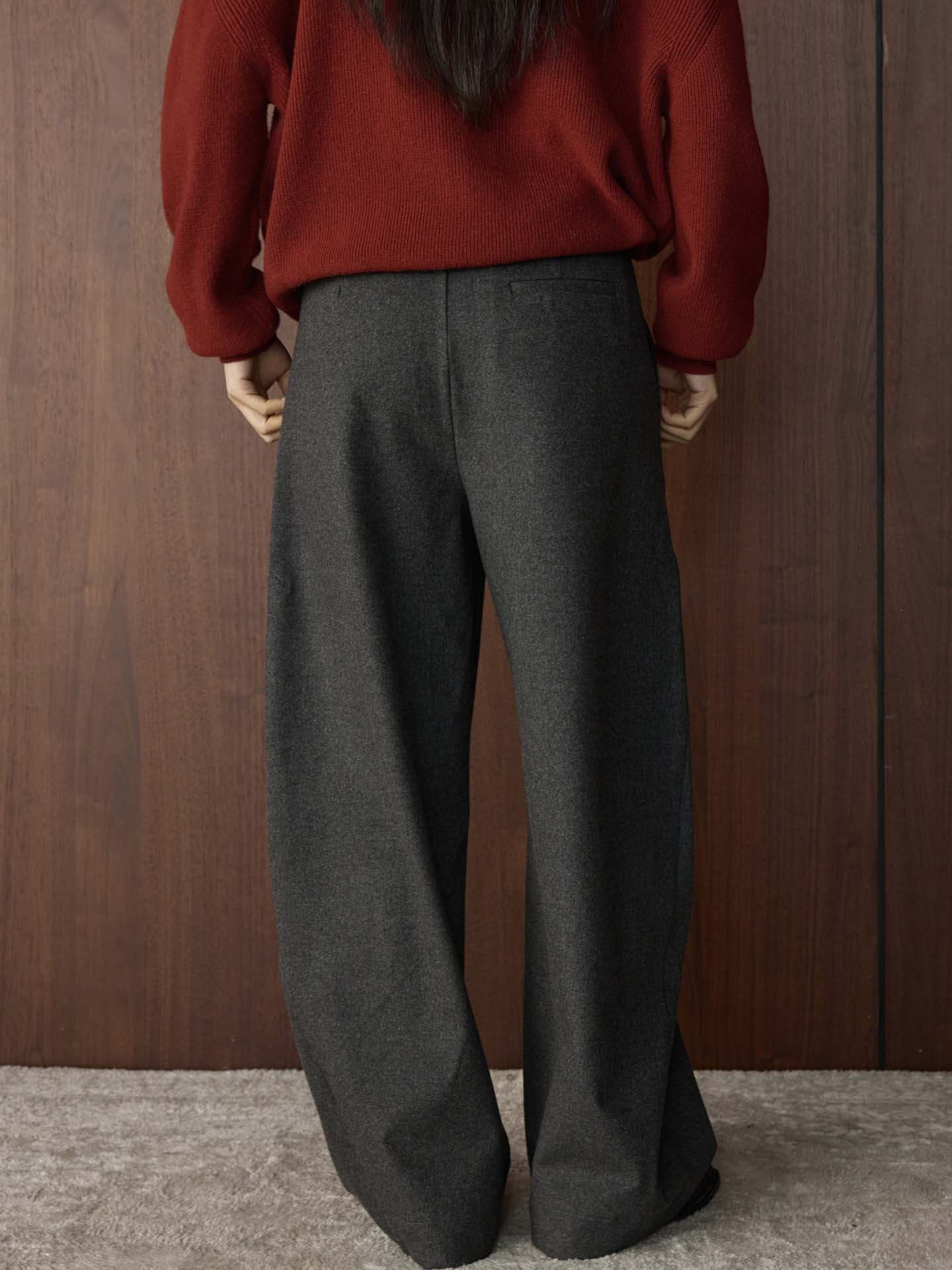 Structured Wool Wide Pants