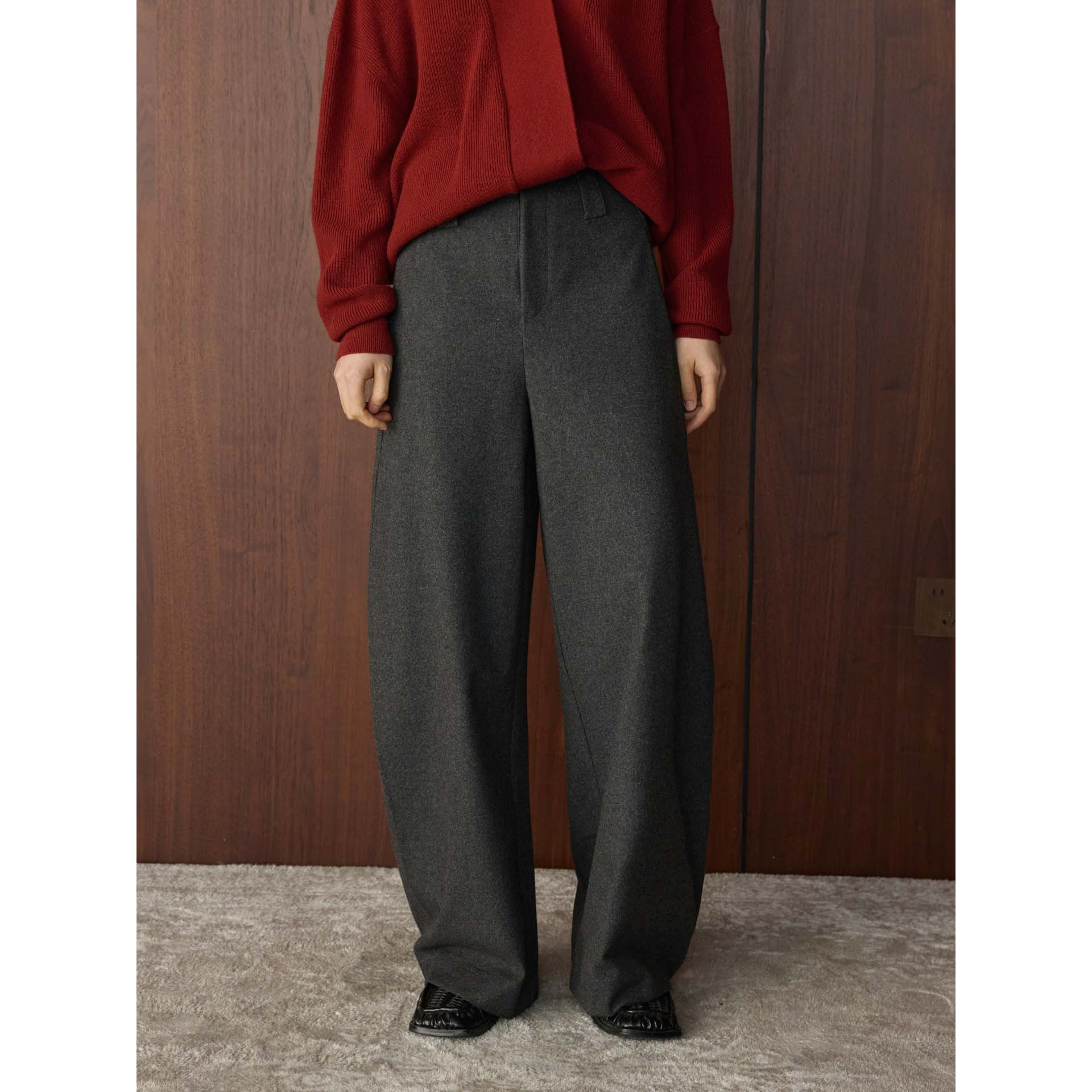 Structured Wool Wide Pants