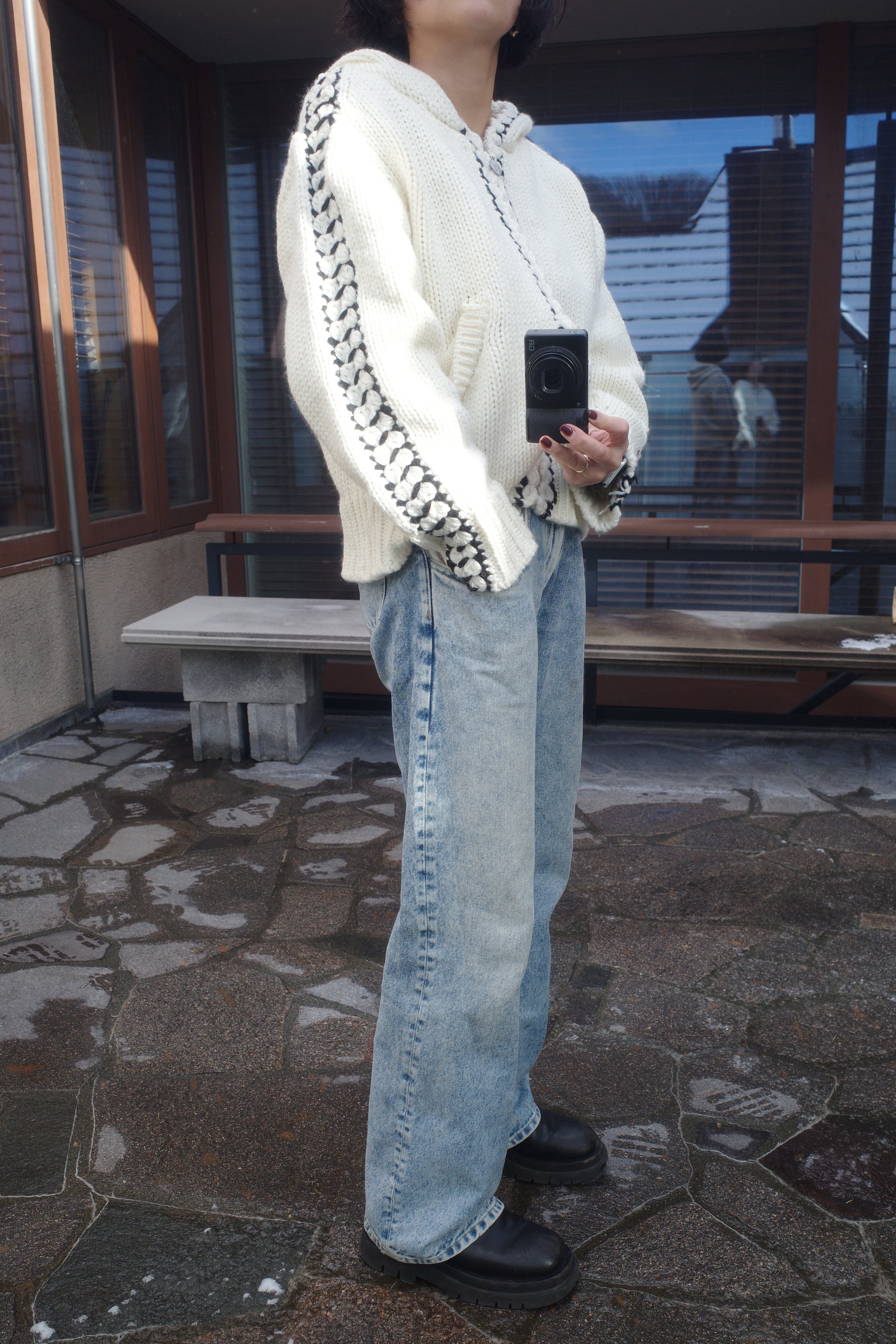 Cozy stich hood knit