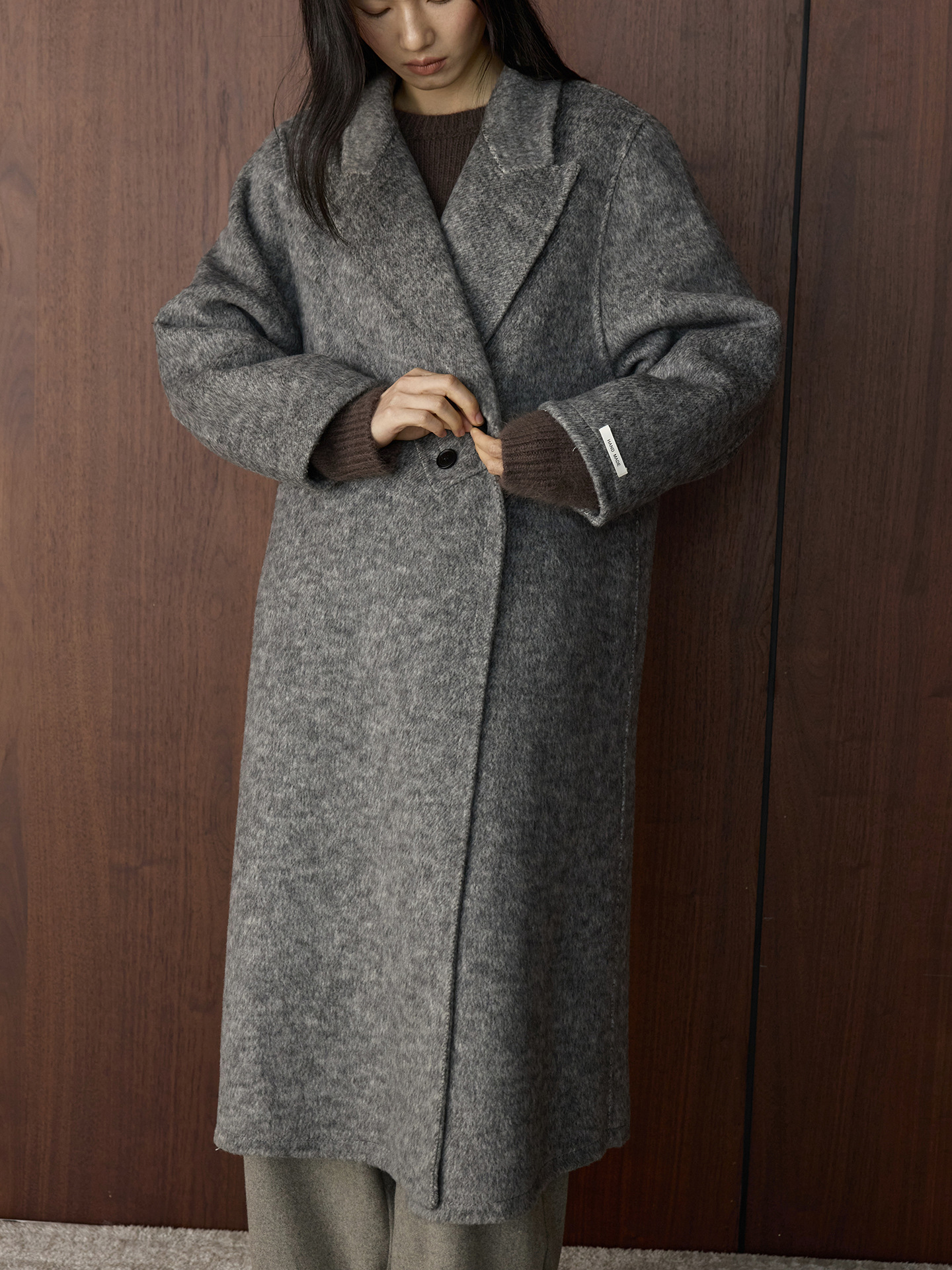 Textured Wool Hooded Coat Set