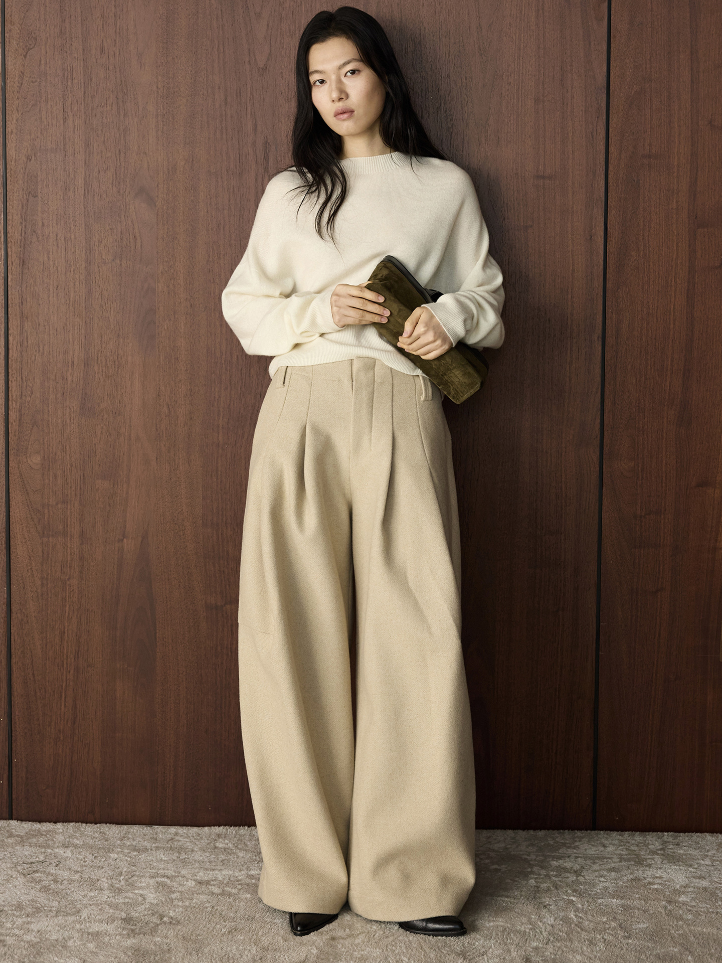 Architectural Wool Wide Pants
