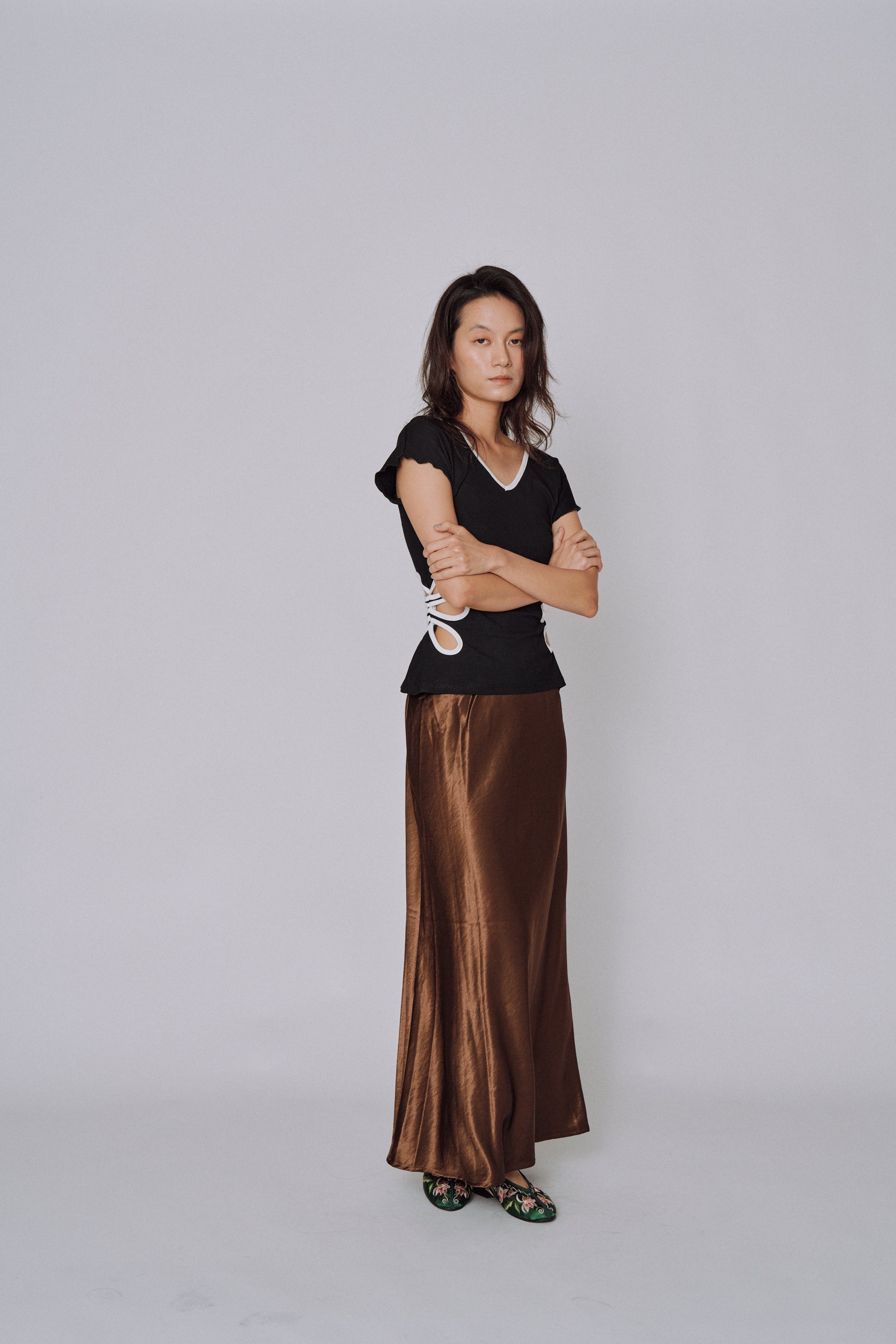 Glossy Flow Satin Skirt