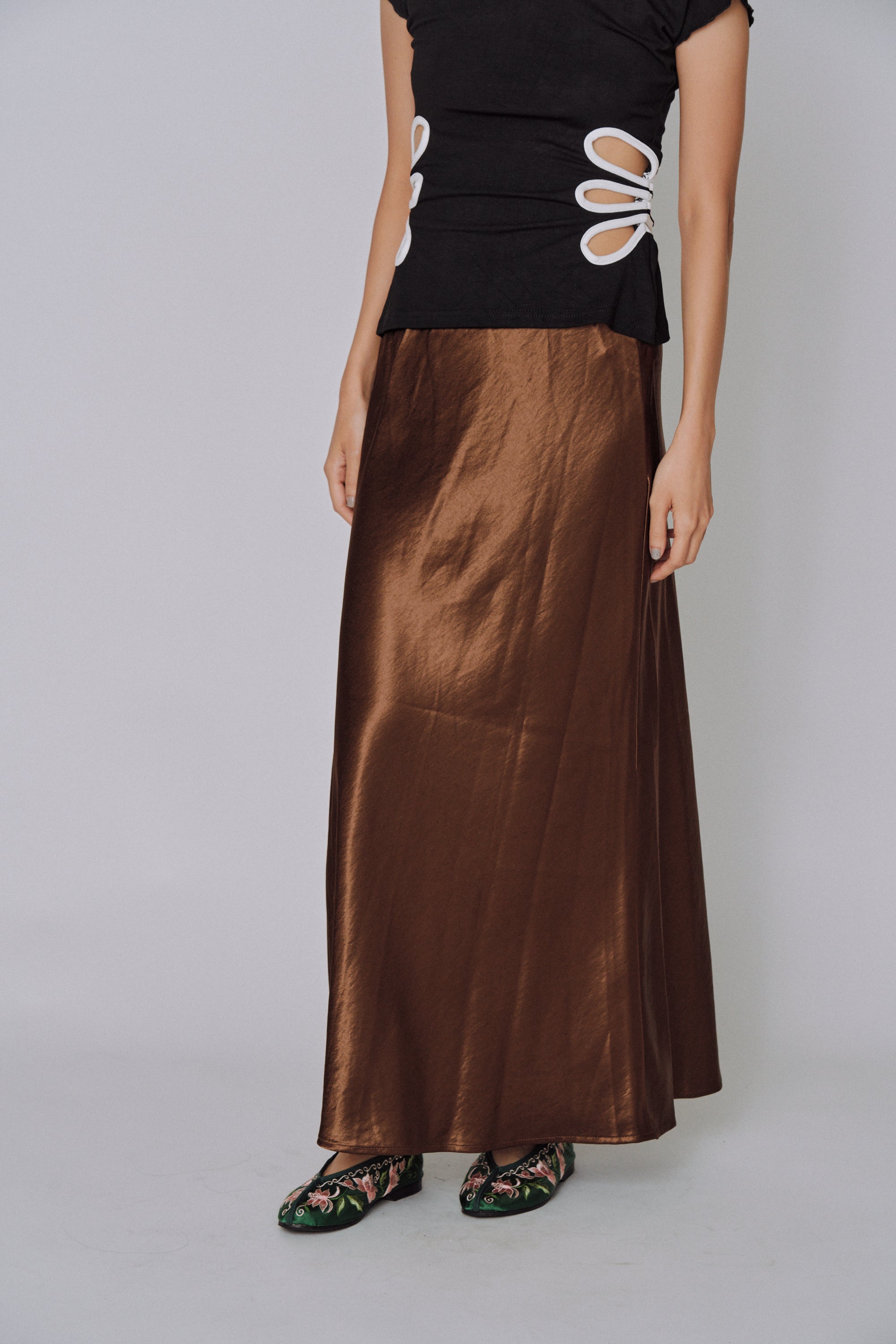 Glossy Flow Satin Skirt