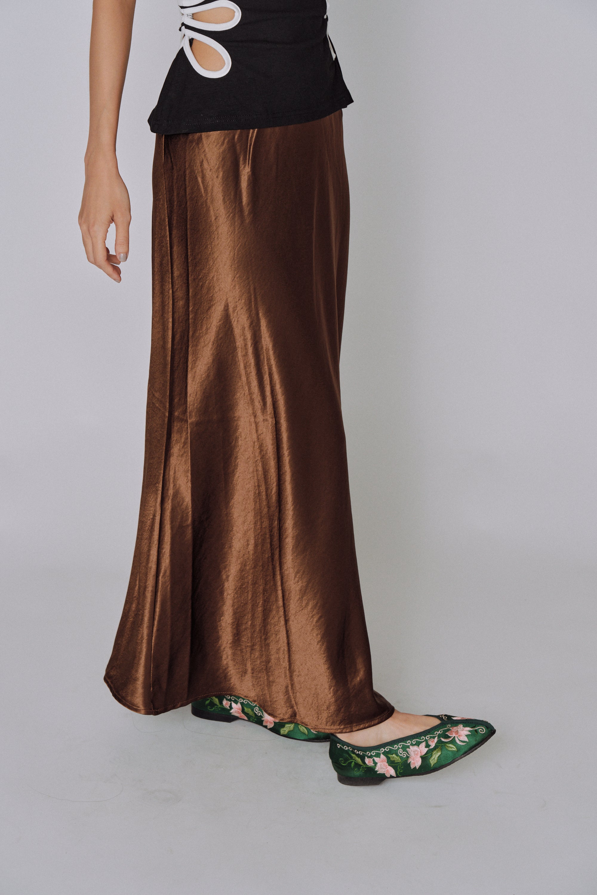 Glossy Flow Satin Skirt