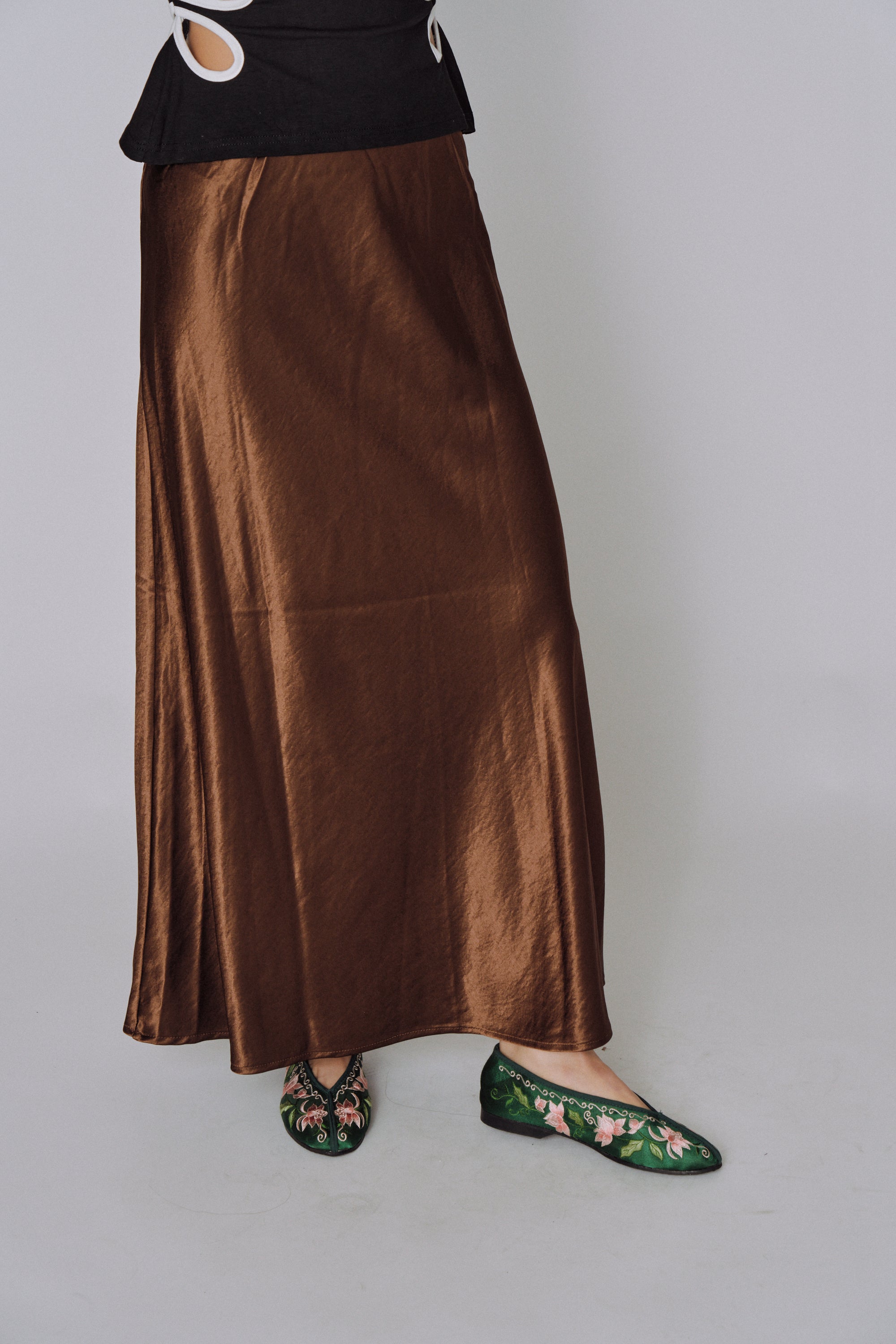 Glossy Flow Satin Skirt