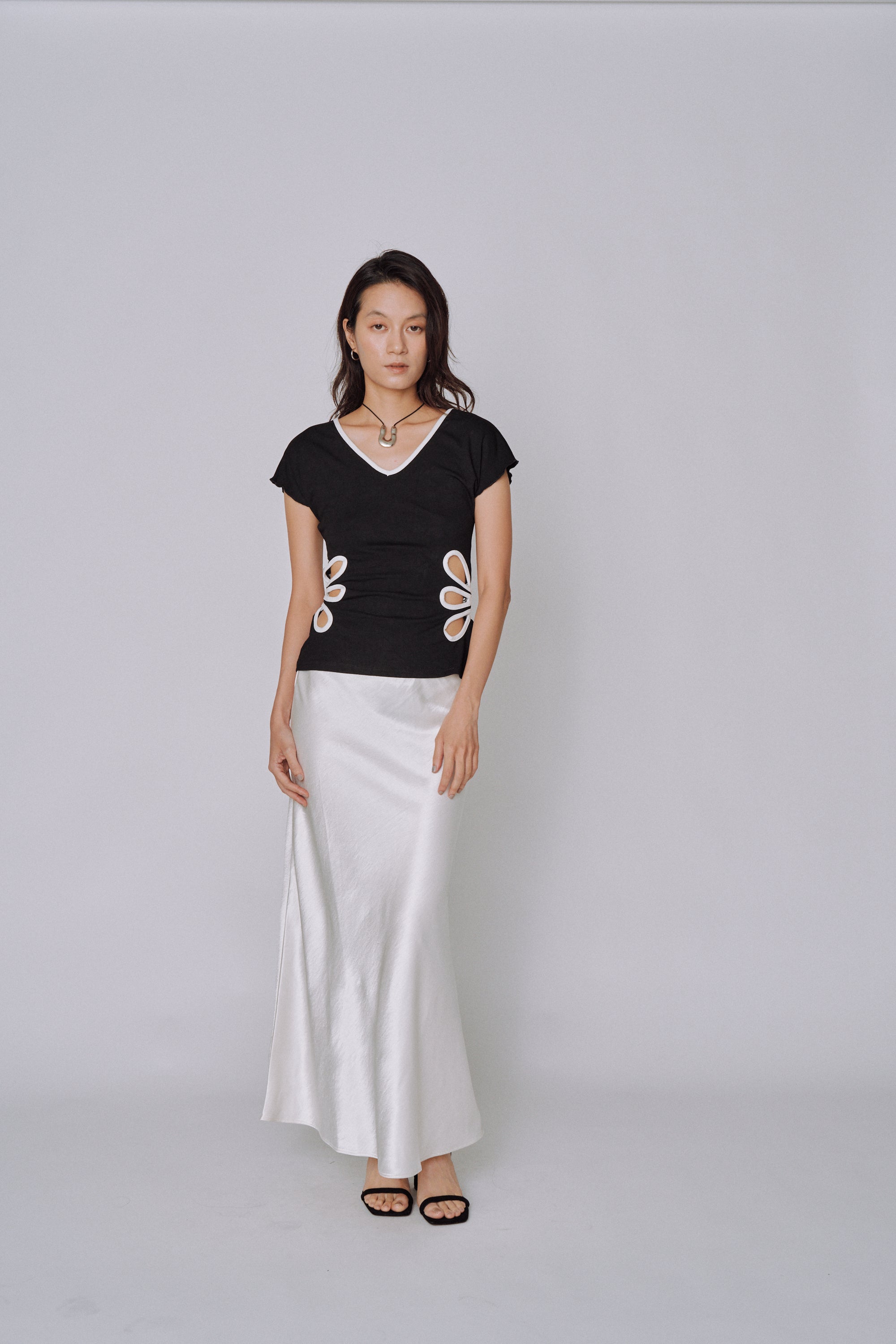 Glossy Flow Satin Skirt