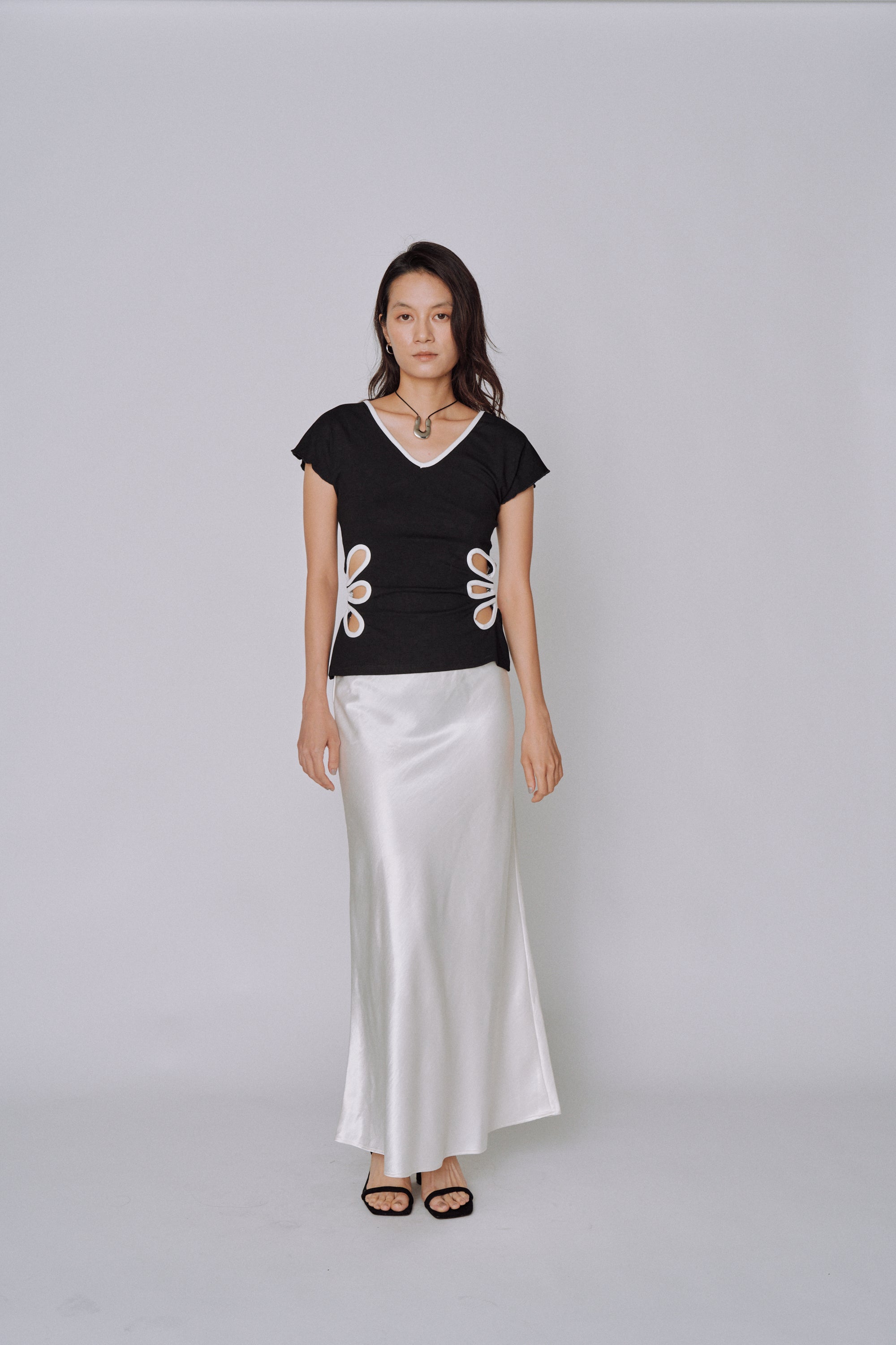 Glossy Flow Satin Skirt