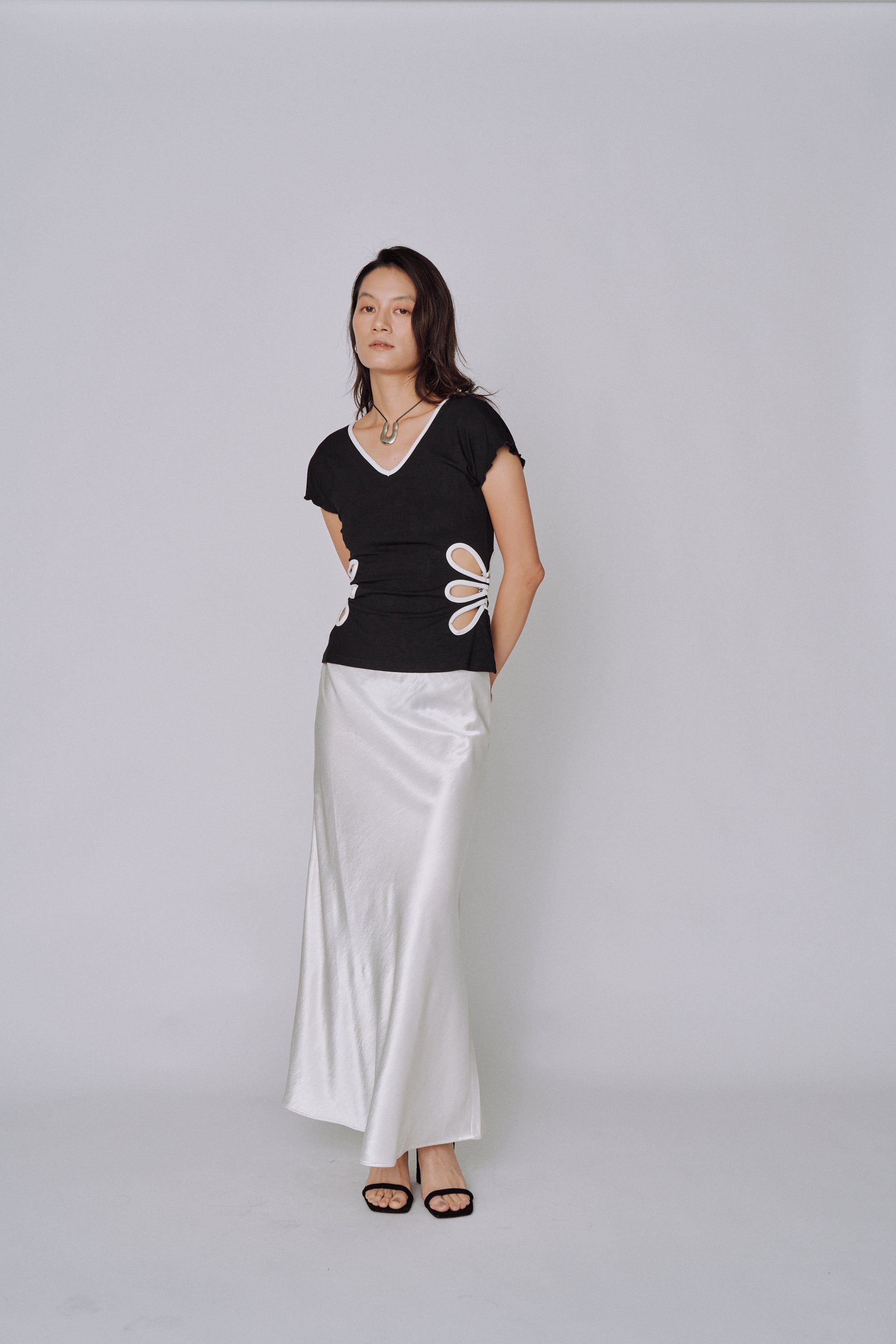 Glossy Flow Satin Skirt