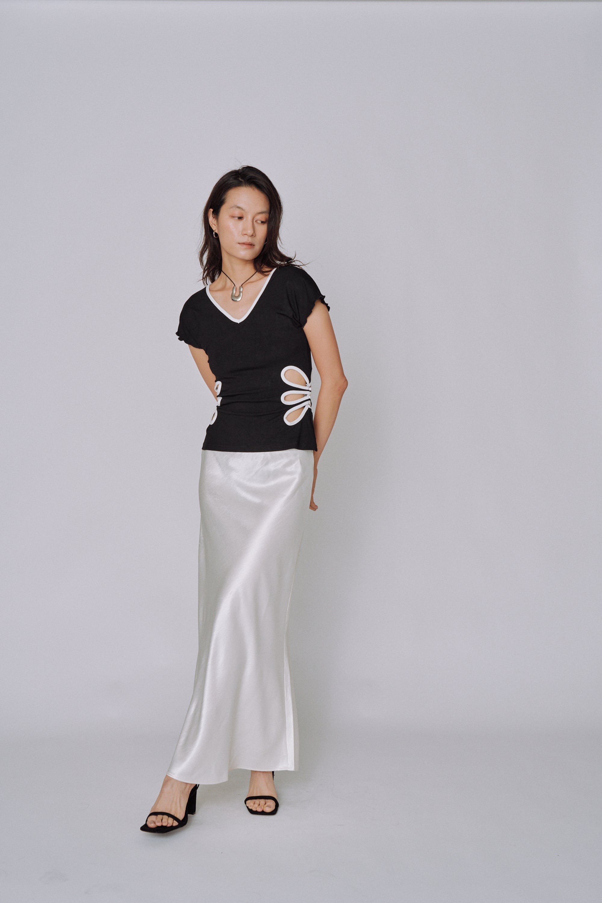 Glossy Flow Satin Skirt