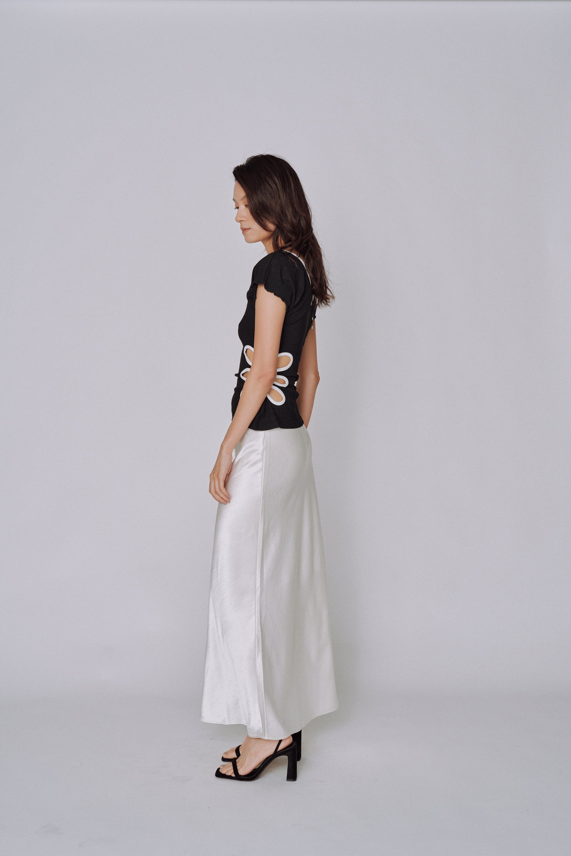 Glossy Flow Satin Skirt