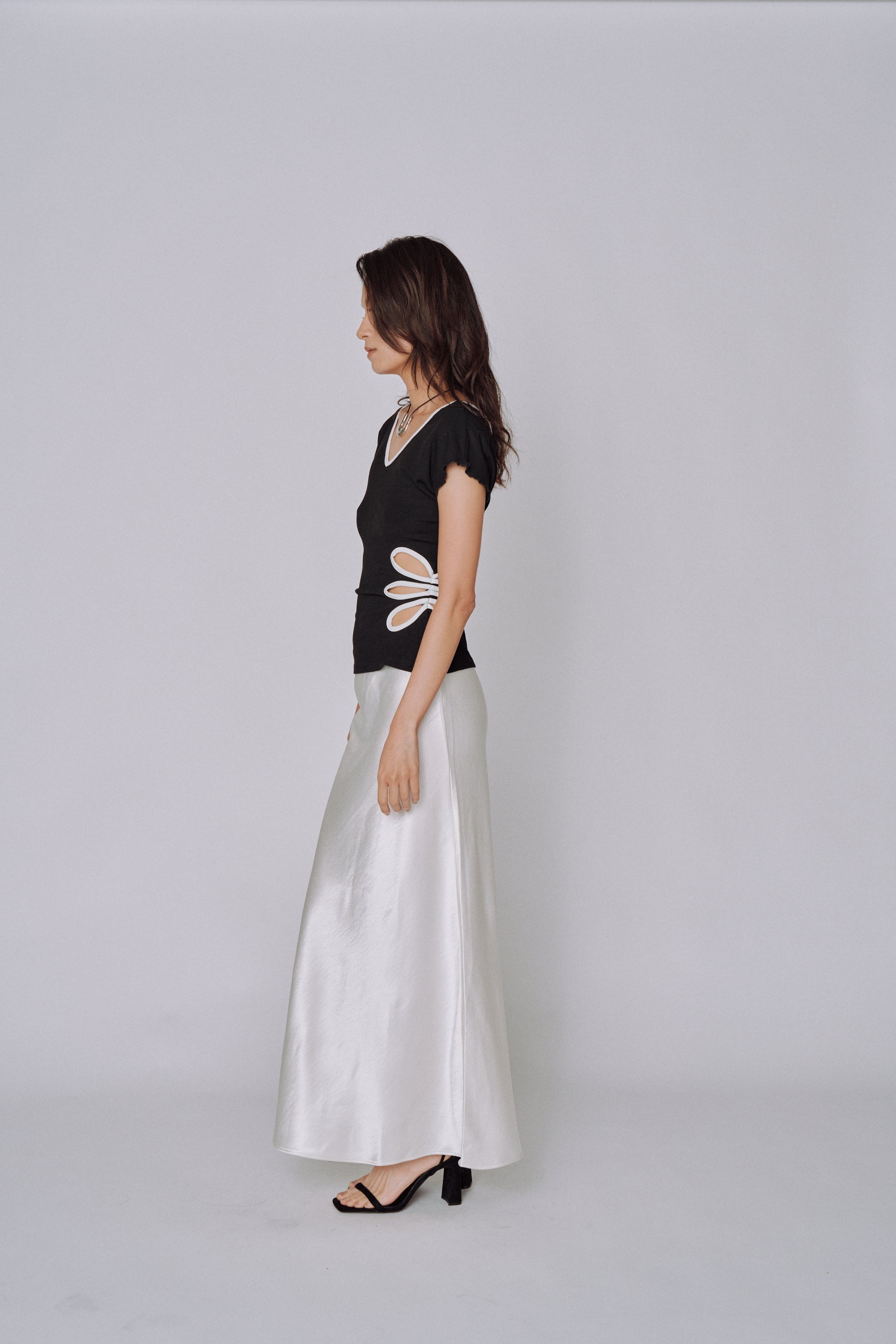 Glossy Flow Satin Skirt