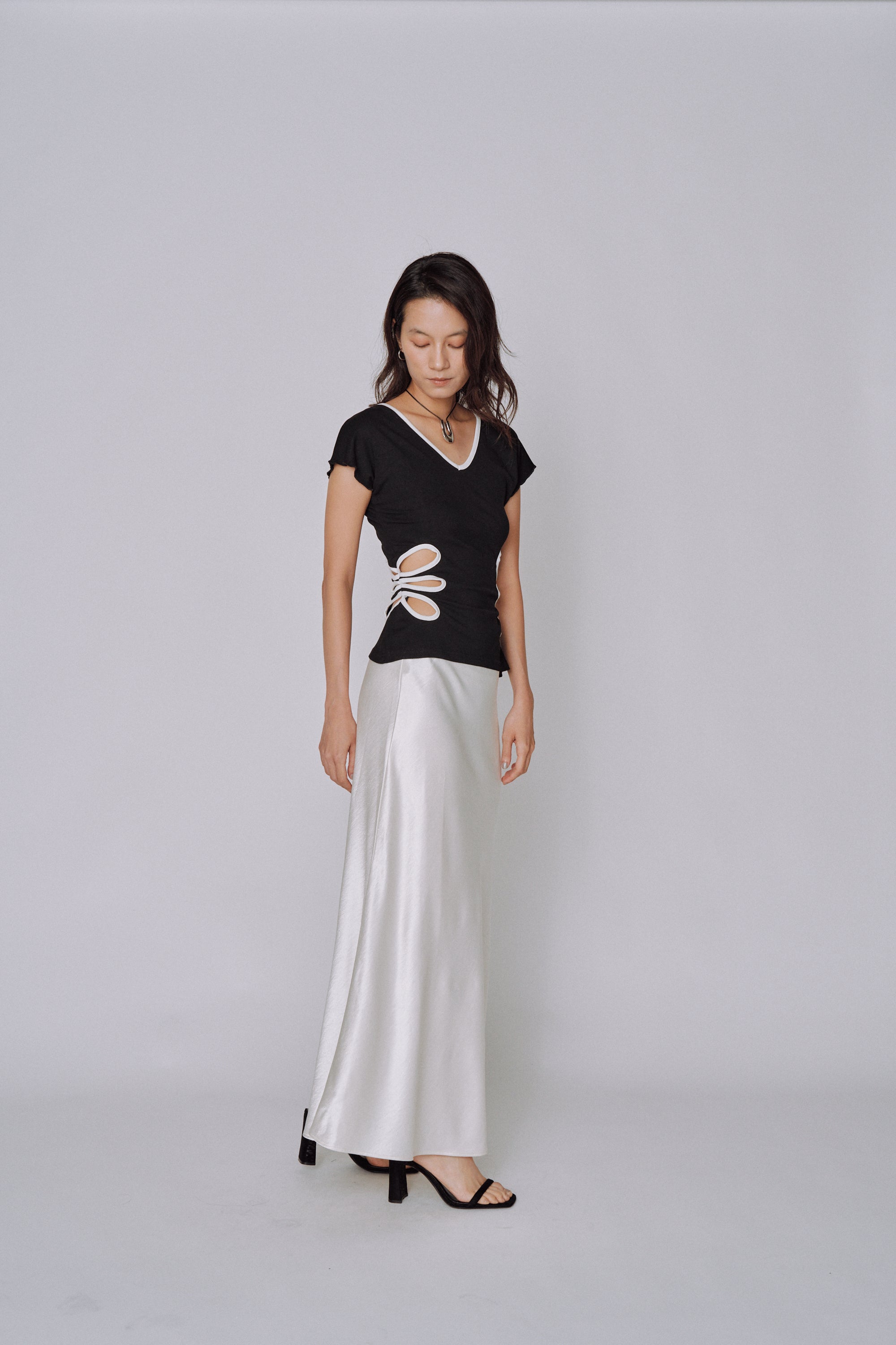 Glossy Flow Satin Skirt
