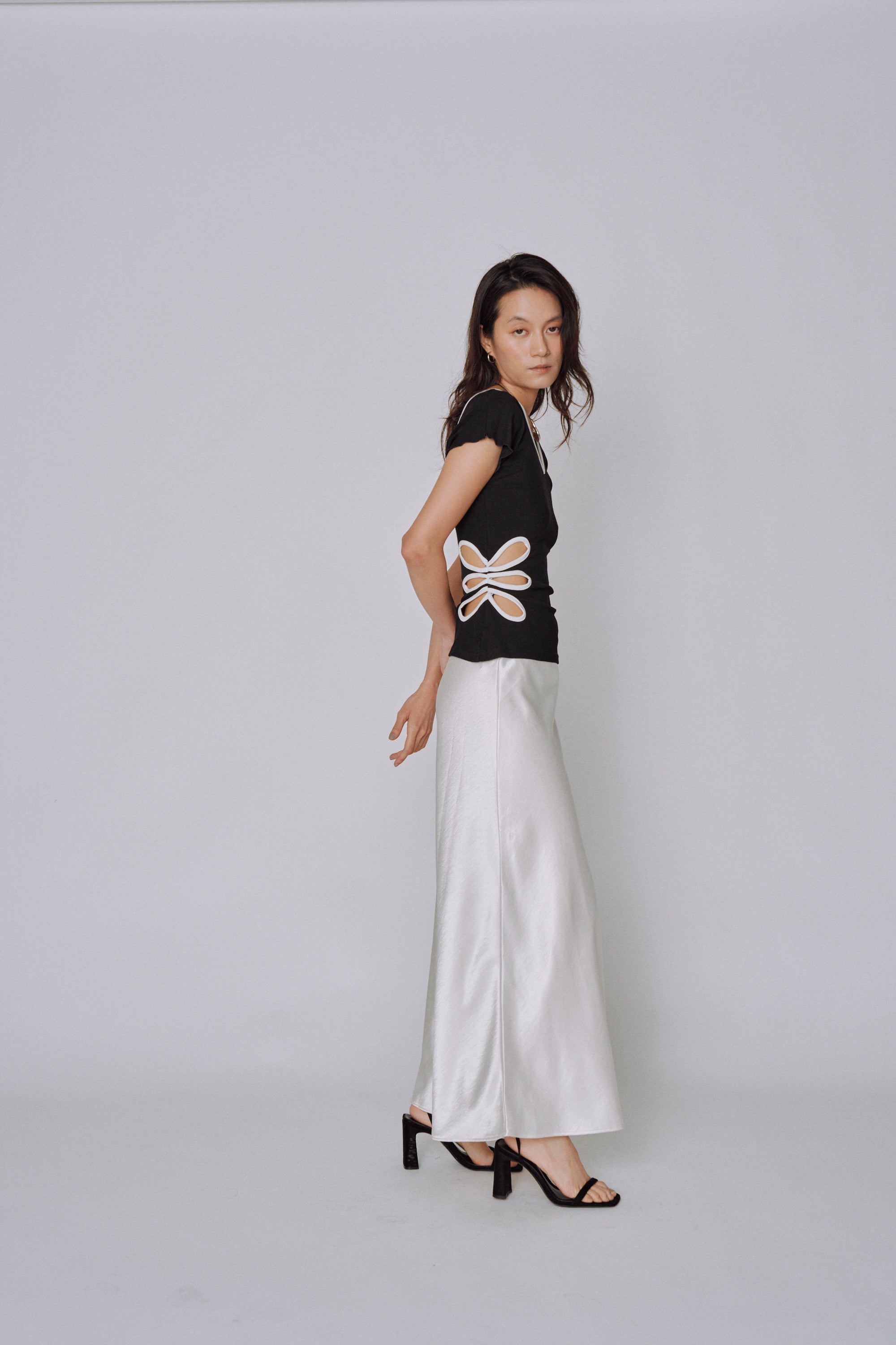 Glossy Flow Satin Skirt