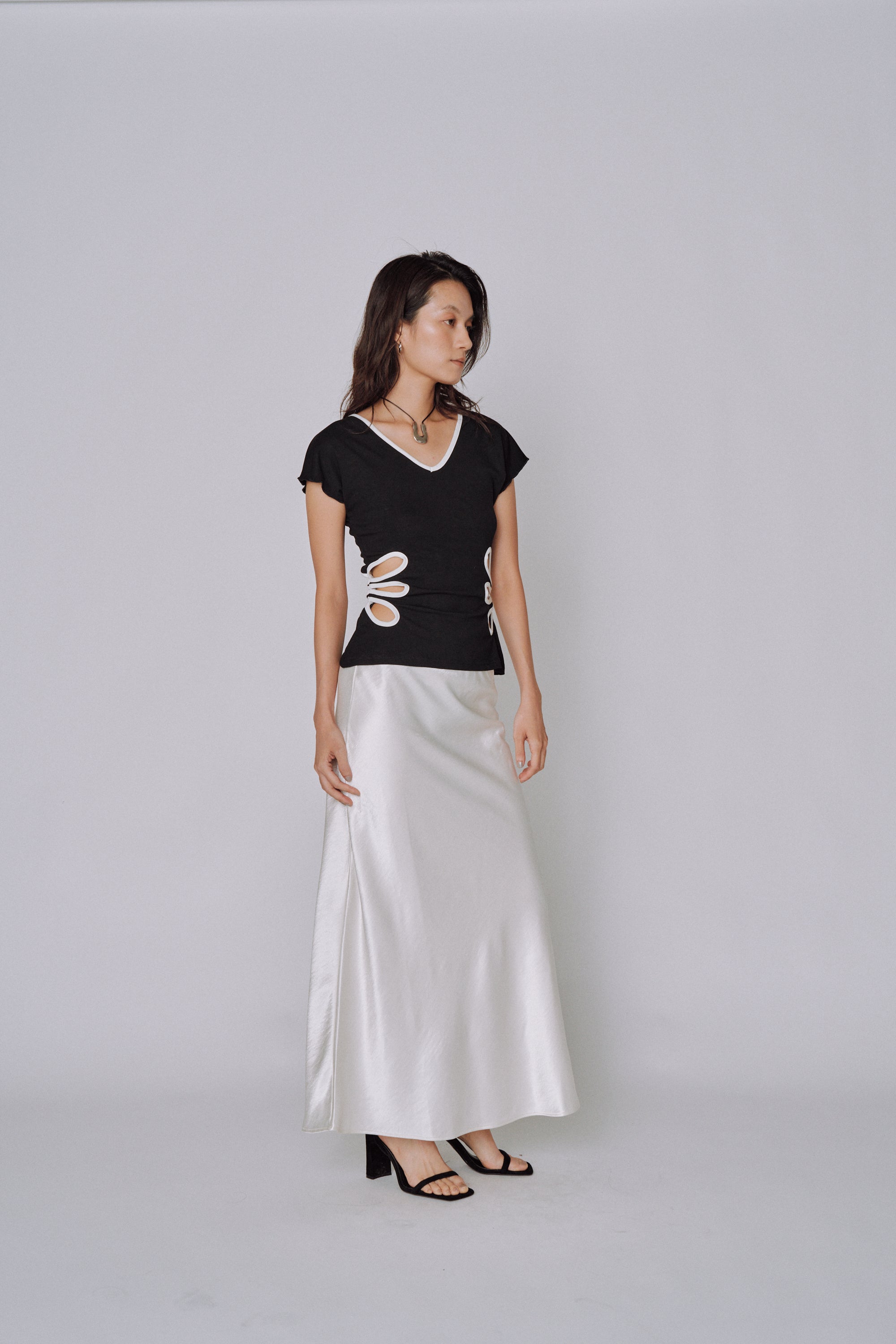 Glossy Flow Satin Skirt