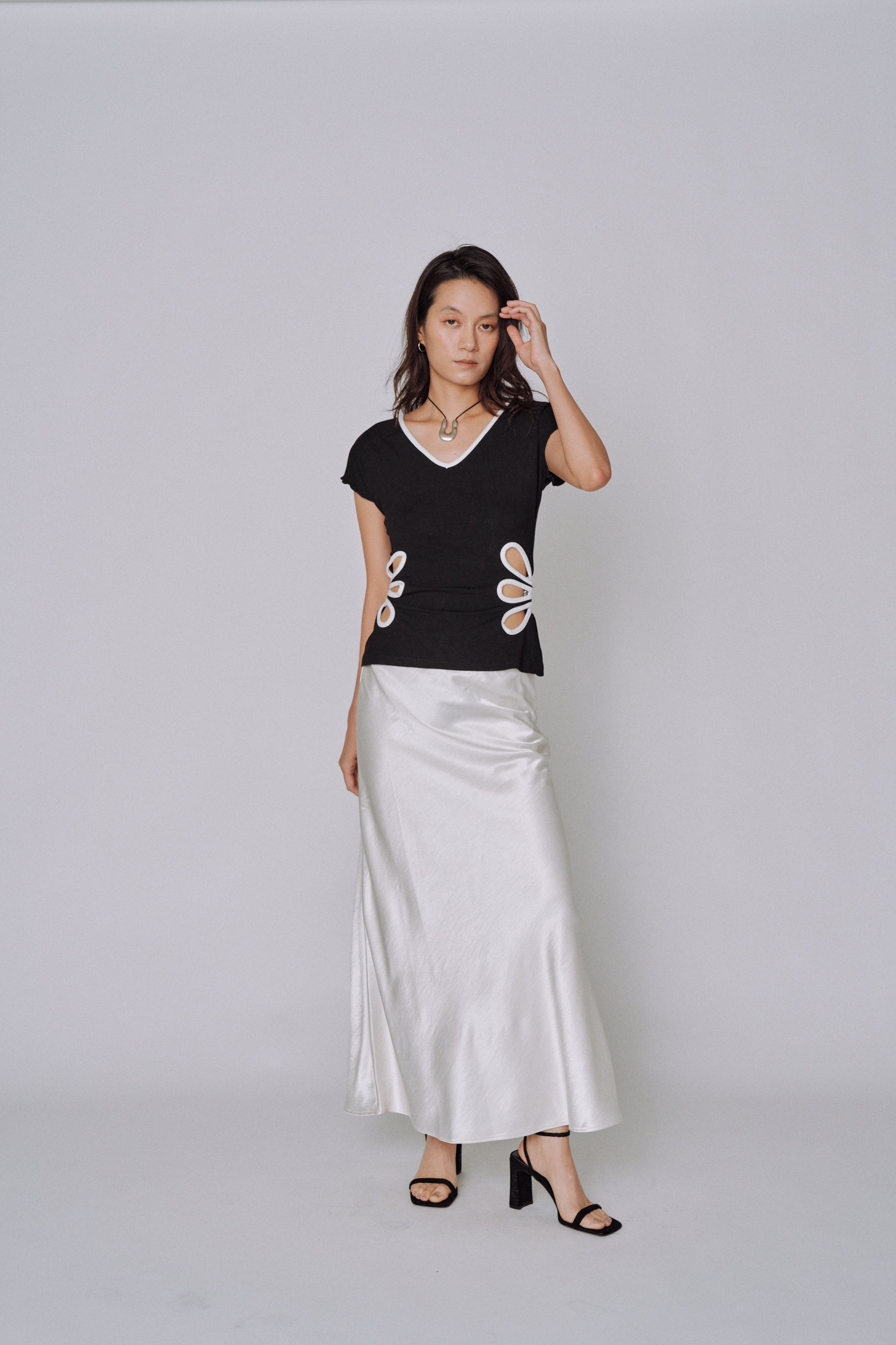 Glossy Flow Satin Skirt