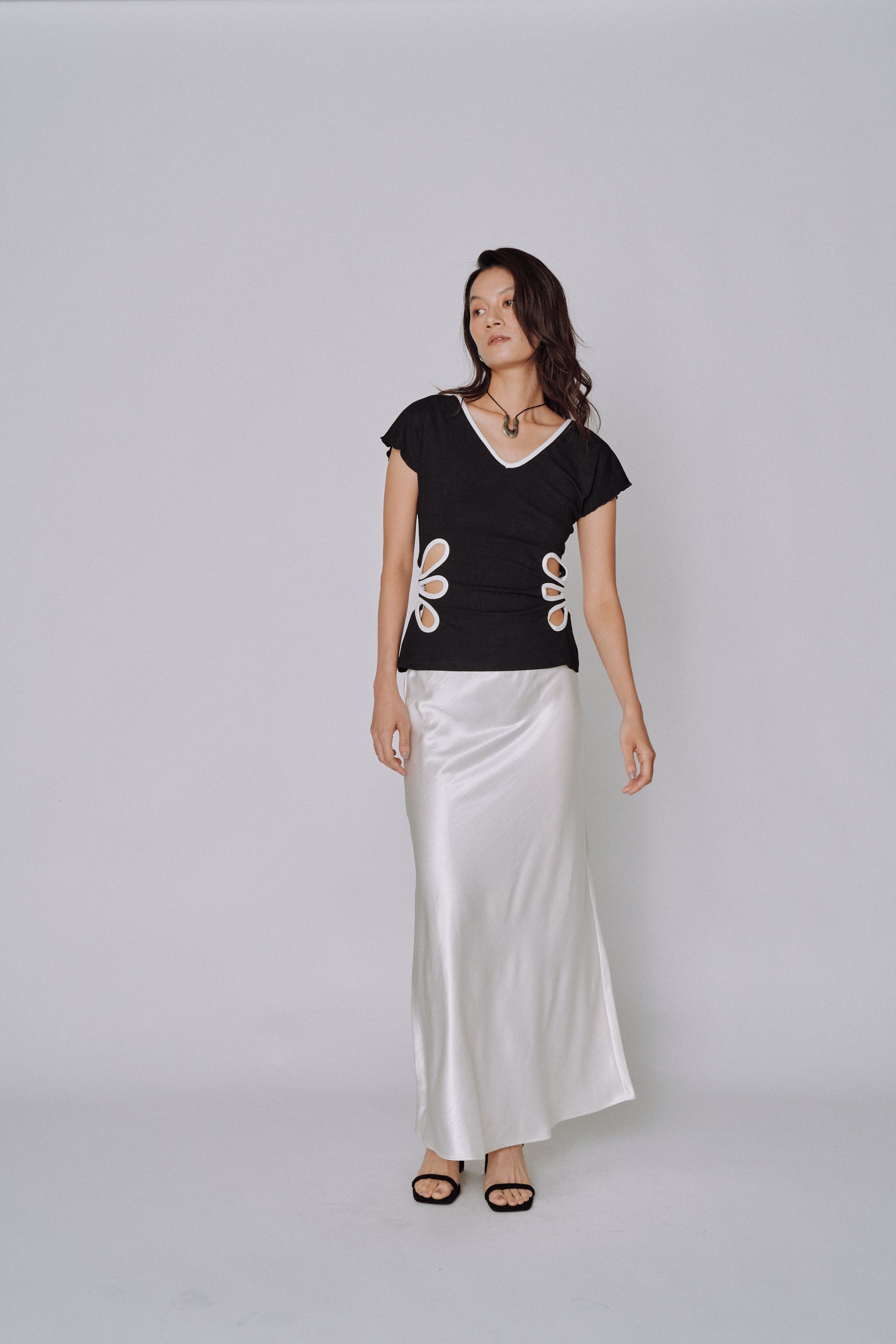 Glossy Flow Satin Skirt