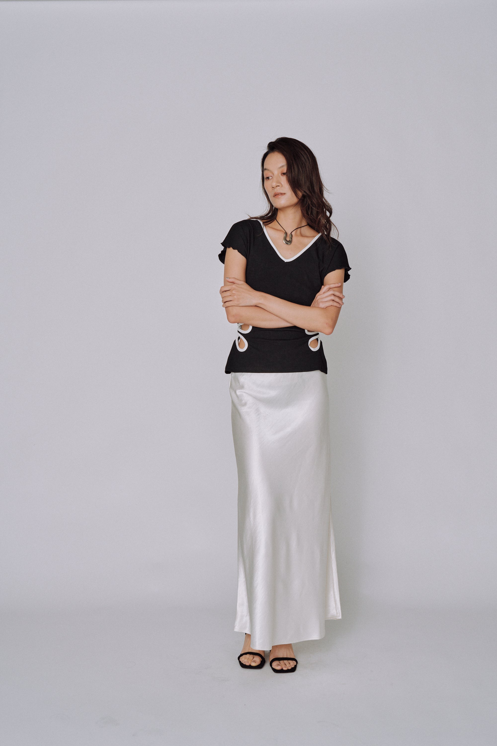 Glossy Flow Satin Skirt