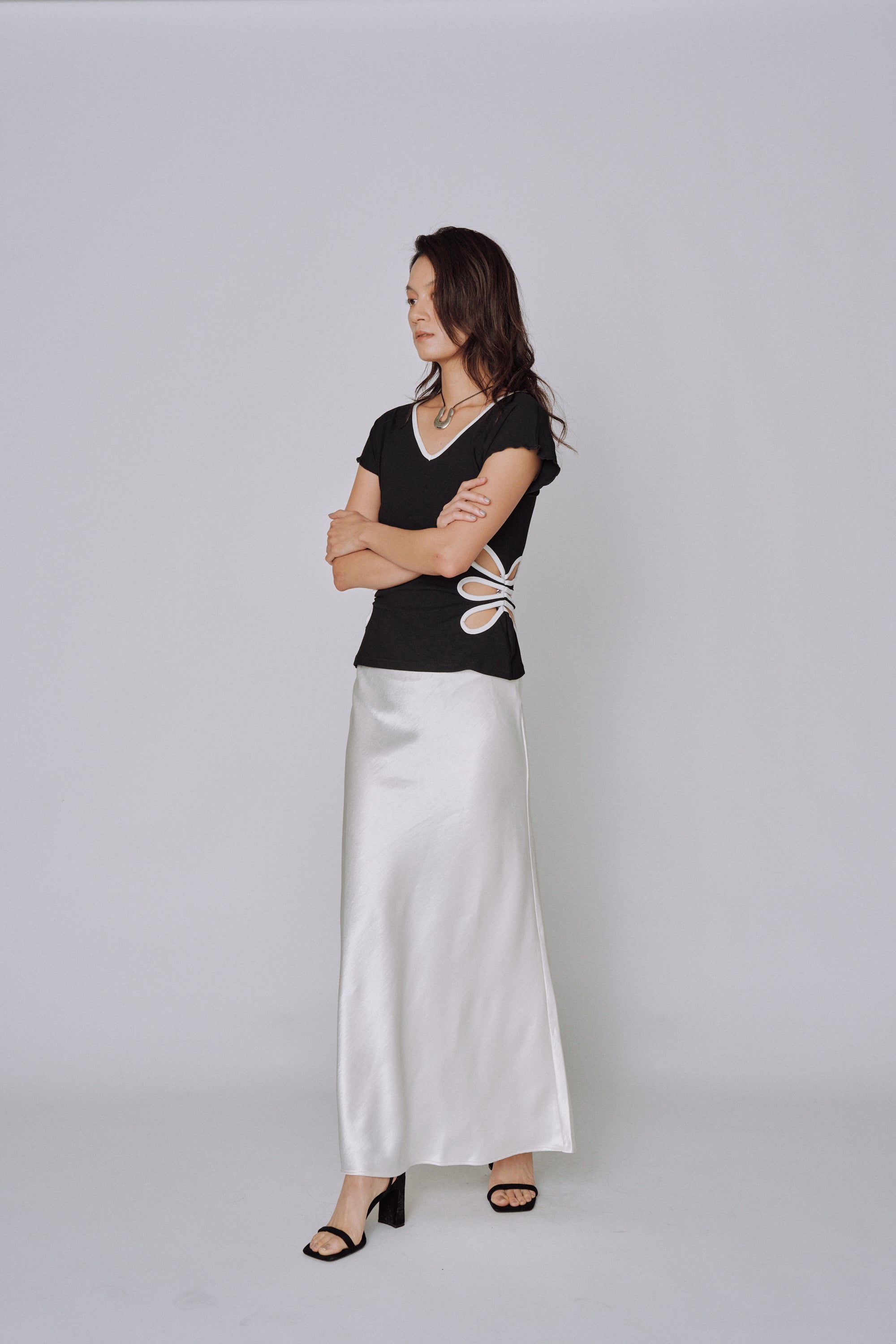 Glossy Flow Satin Skirt