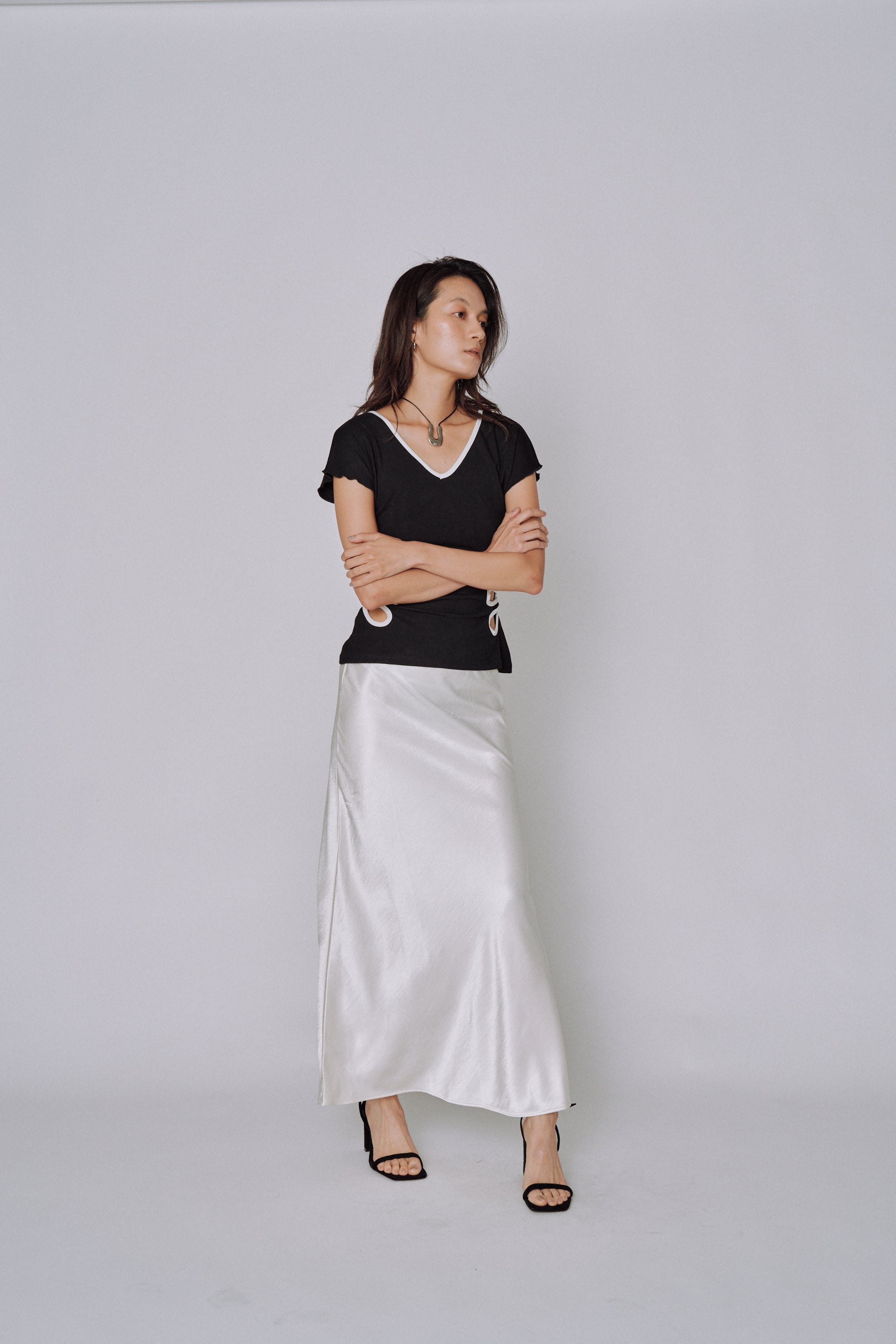 Glossy Flow Satin Skirt
