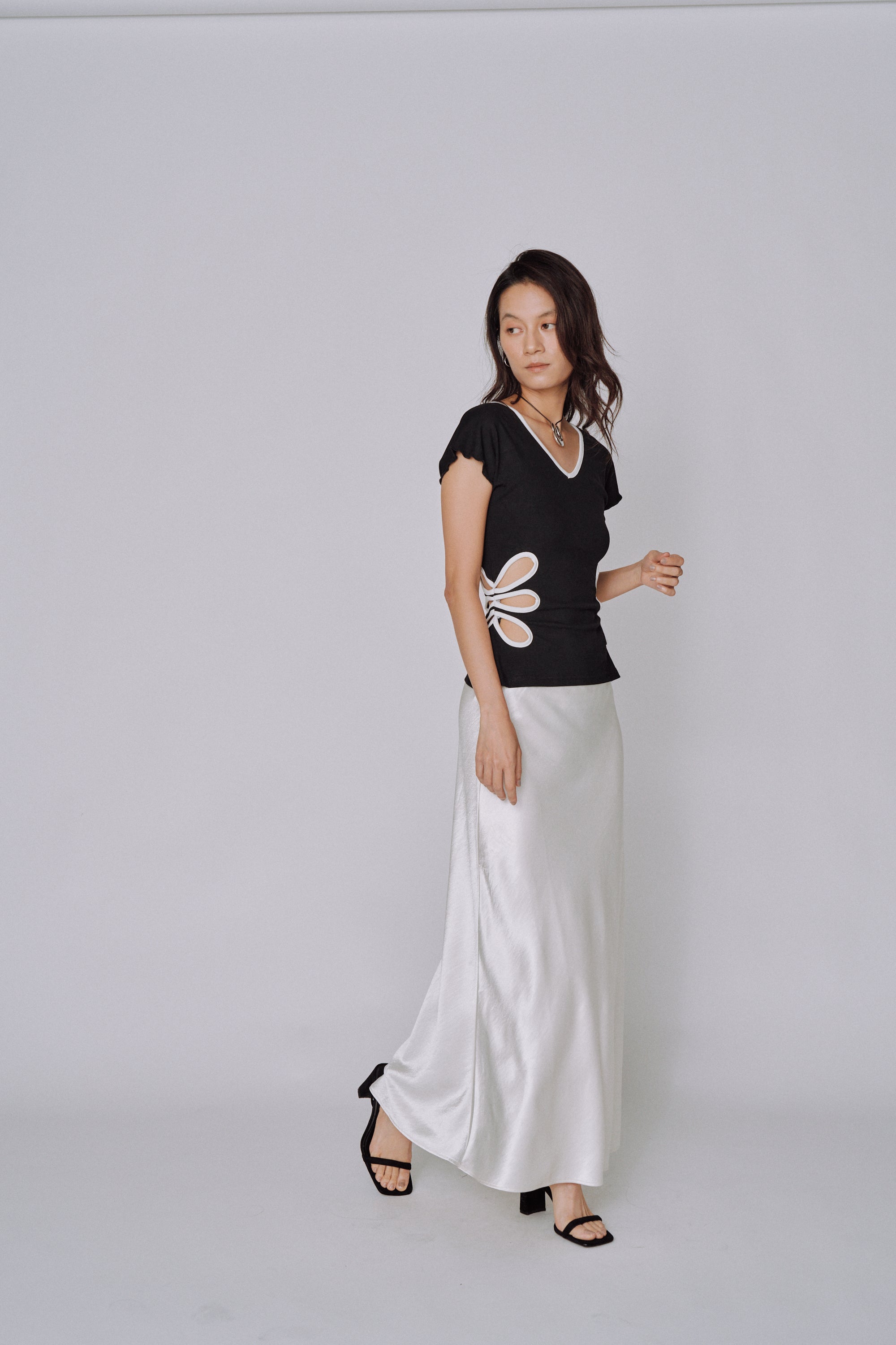 Glossy Flow Satin Skirt