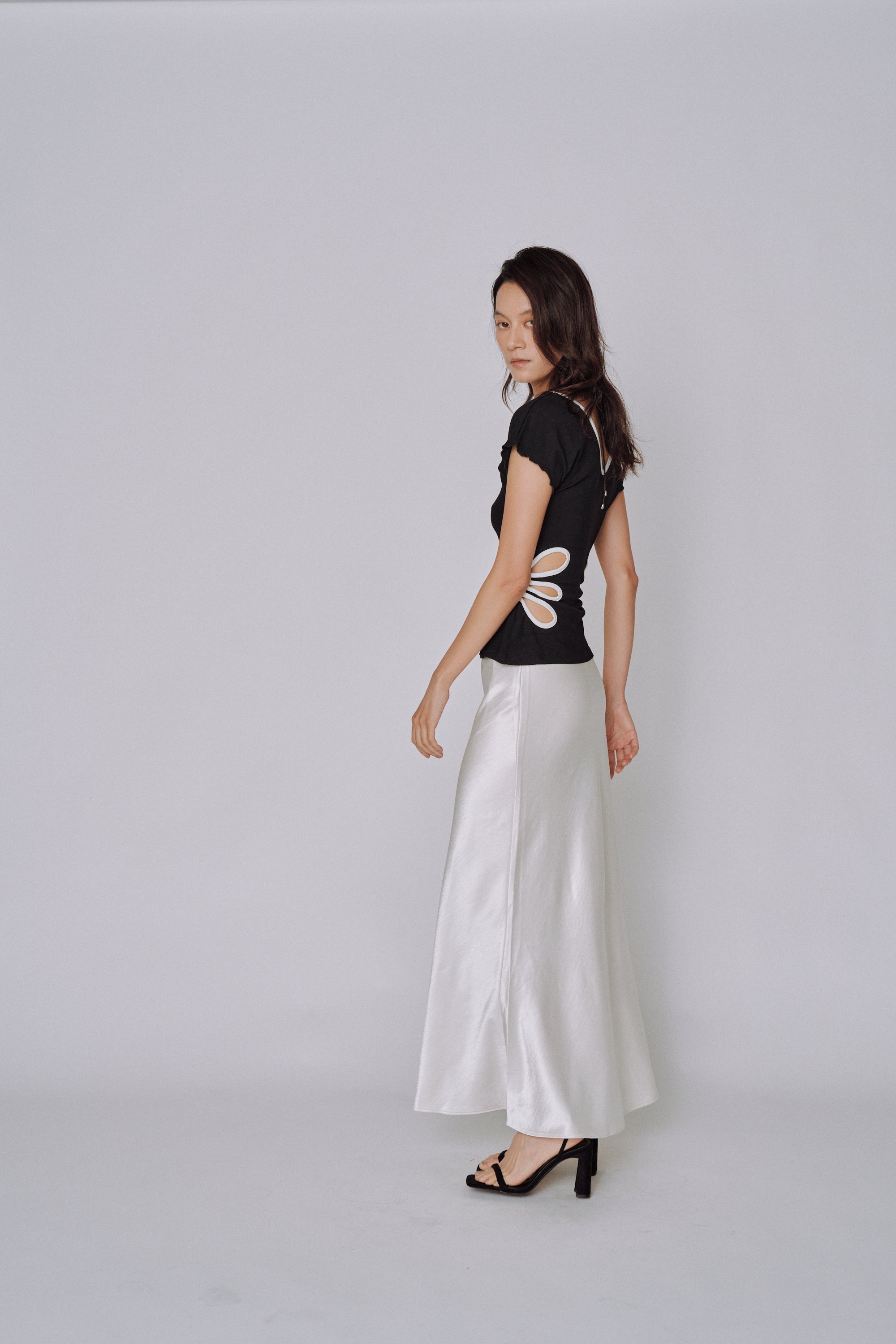 Glossy Flow Satin Skirt
