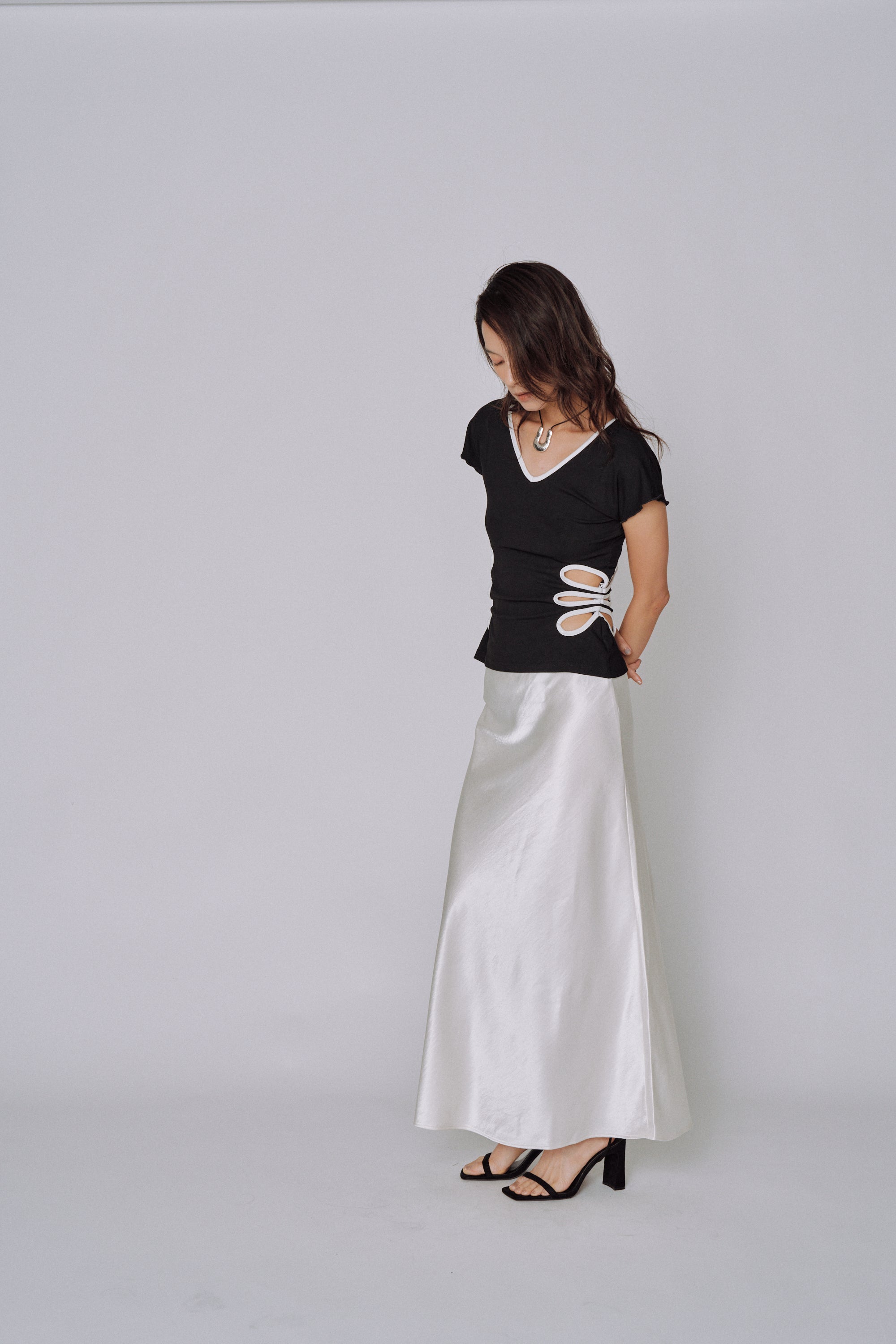 Glossy Flow Satin Skirt