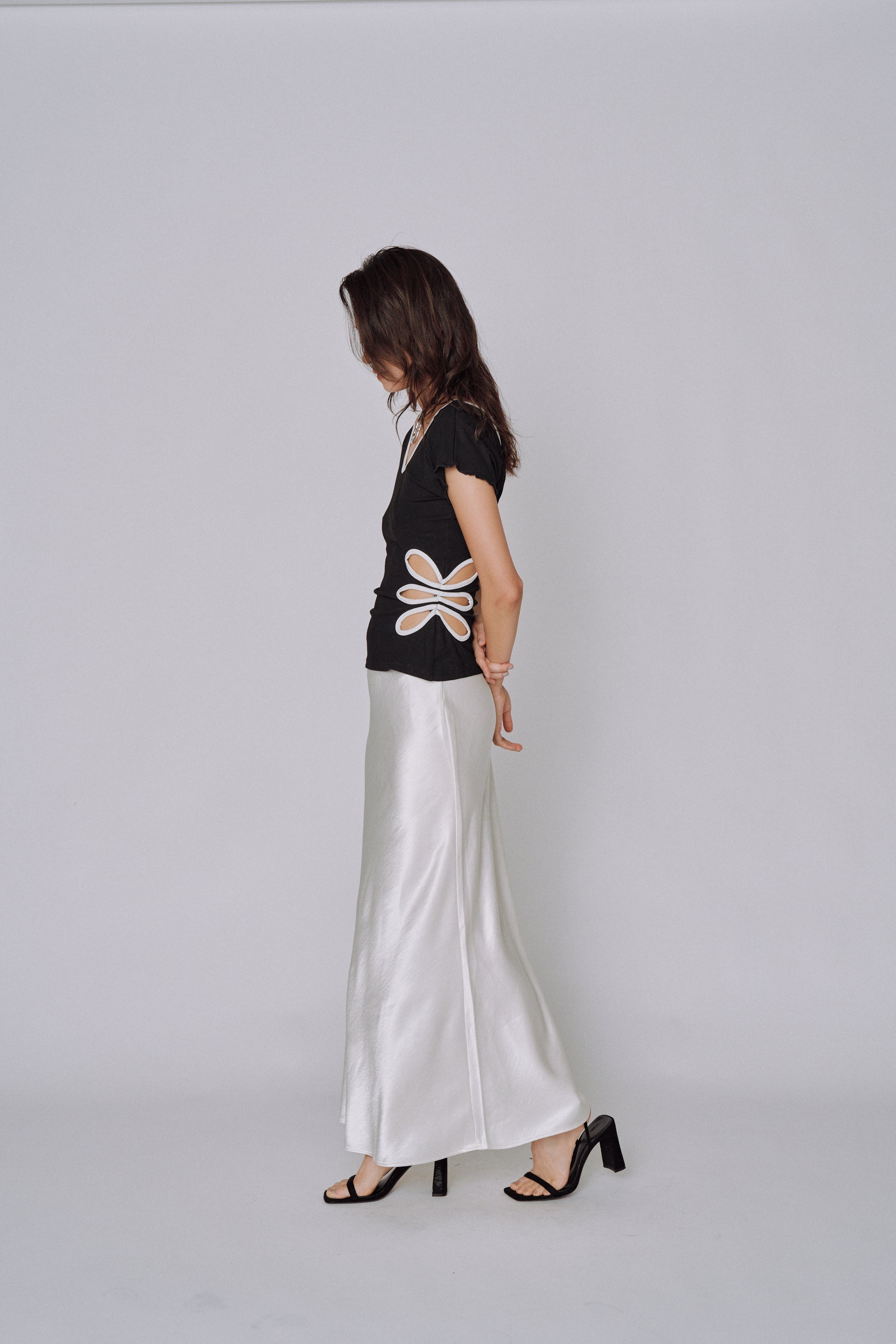 Glossy Flow Satin Skirt