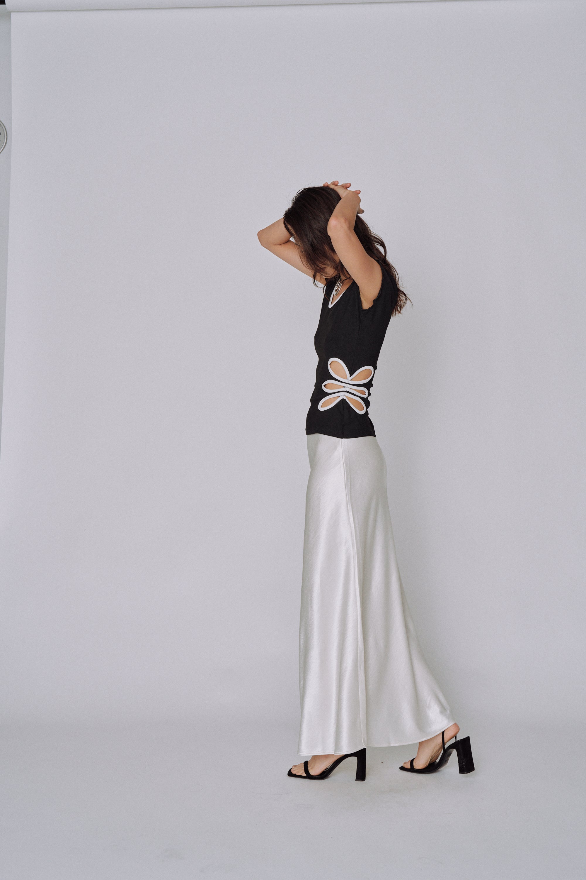 Glossy Flow Satin Skirt
