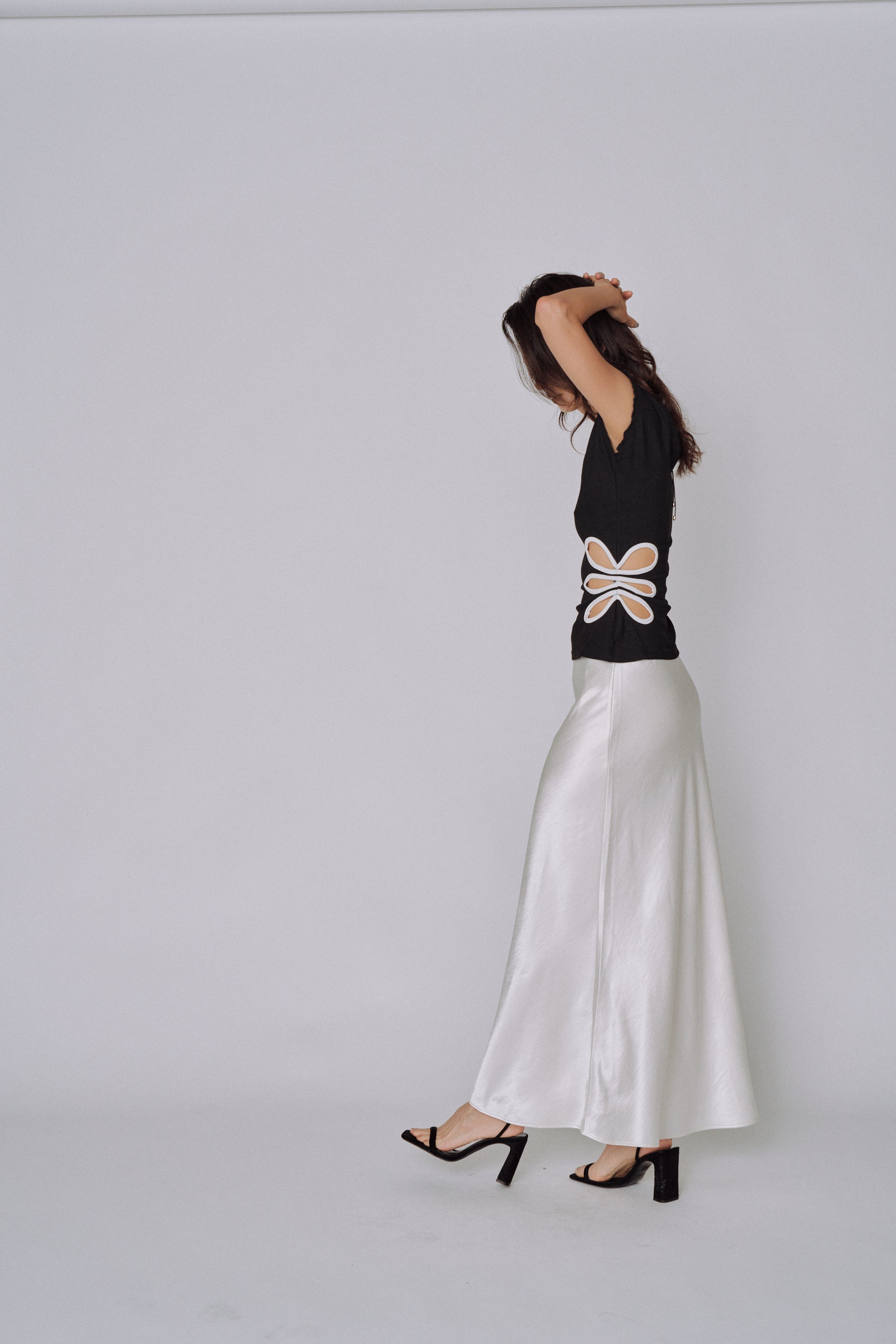 Glossy Flow Satin Skirt