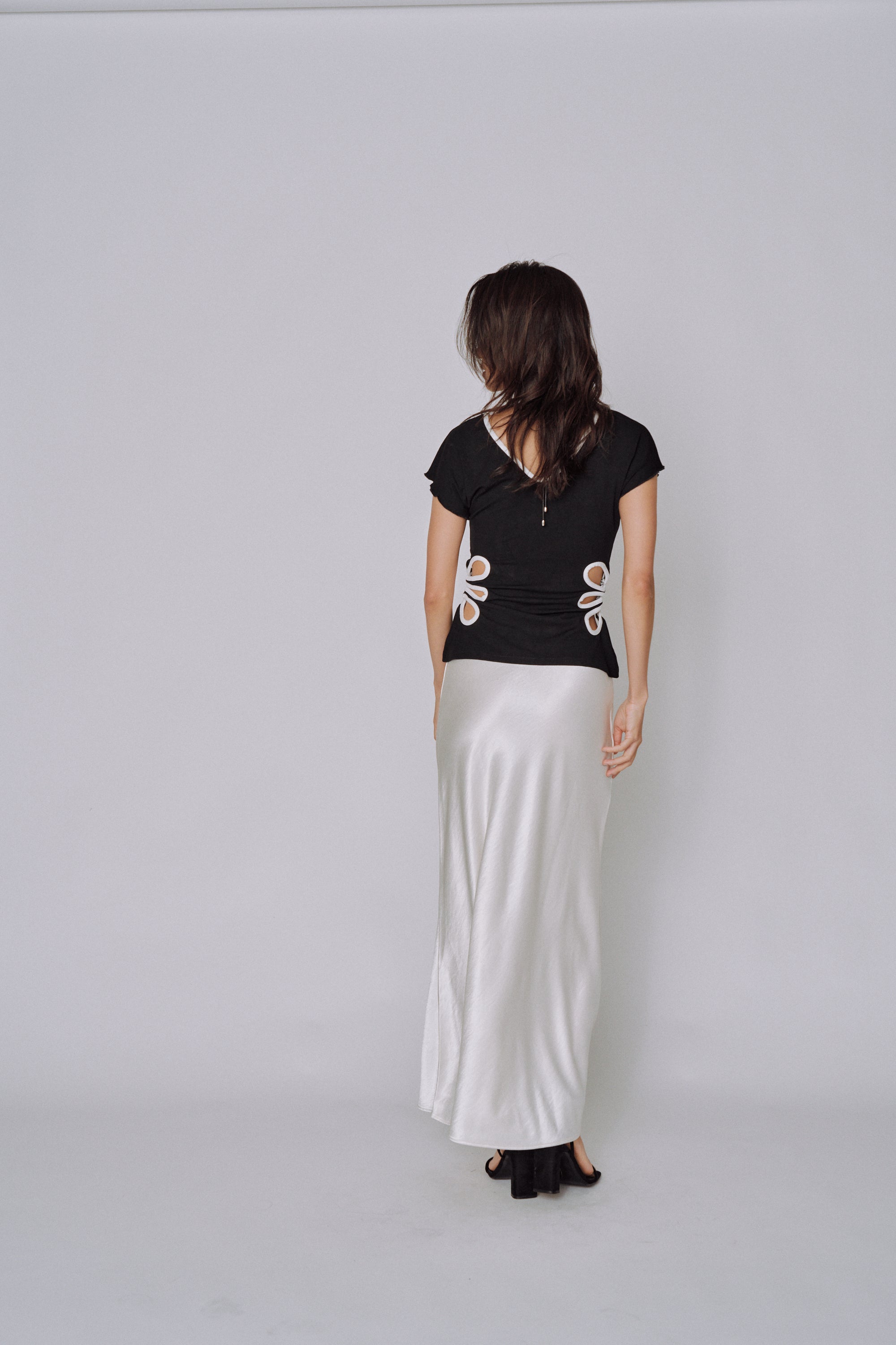 Glossy Flow Satin Skirt