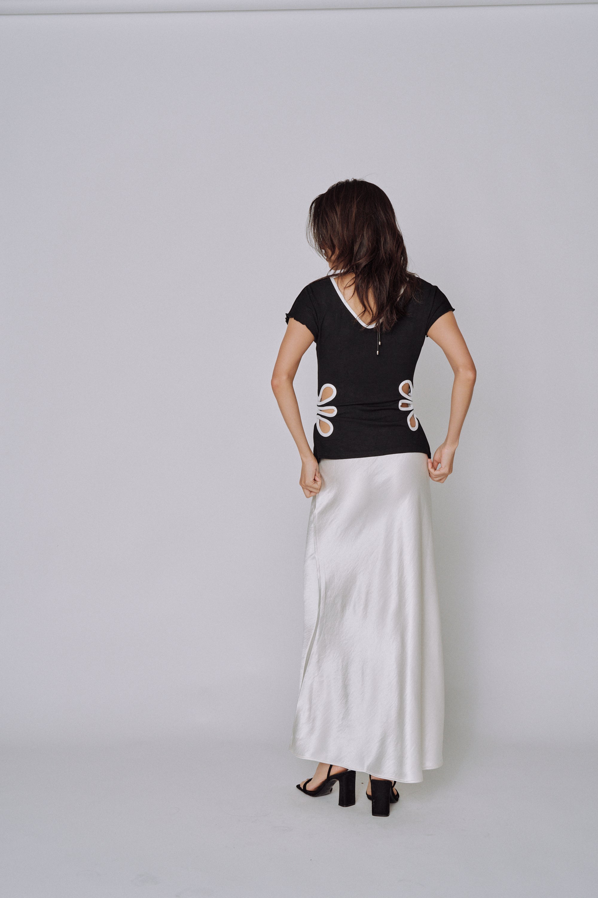 Glossy Flow Satin Skirt
