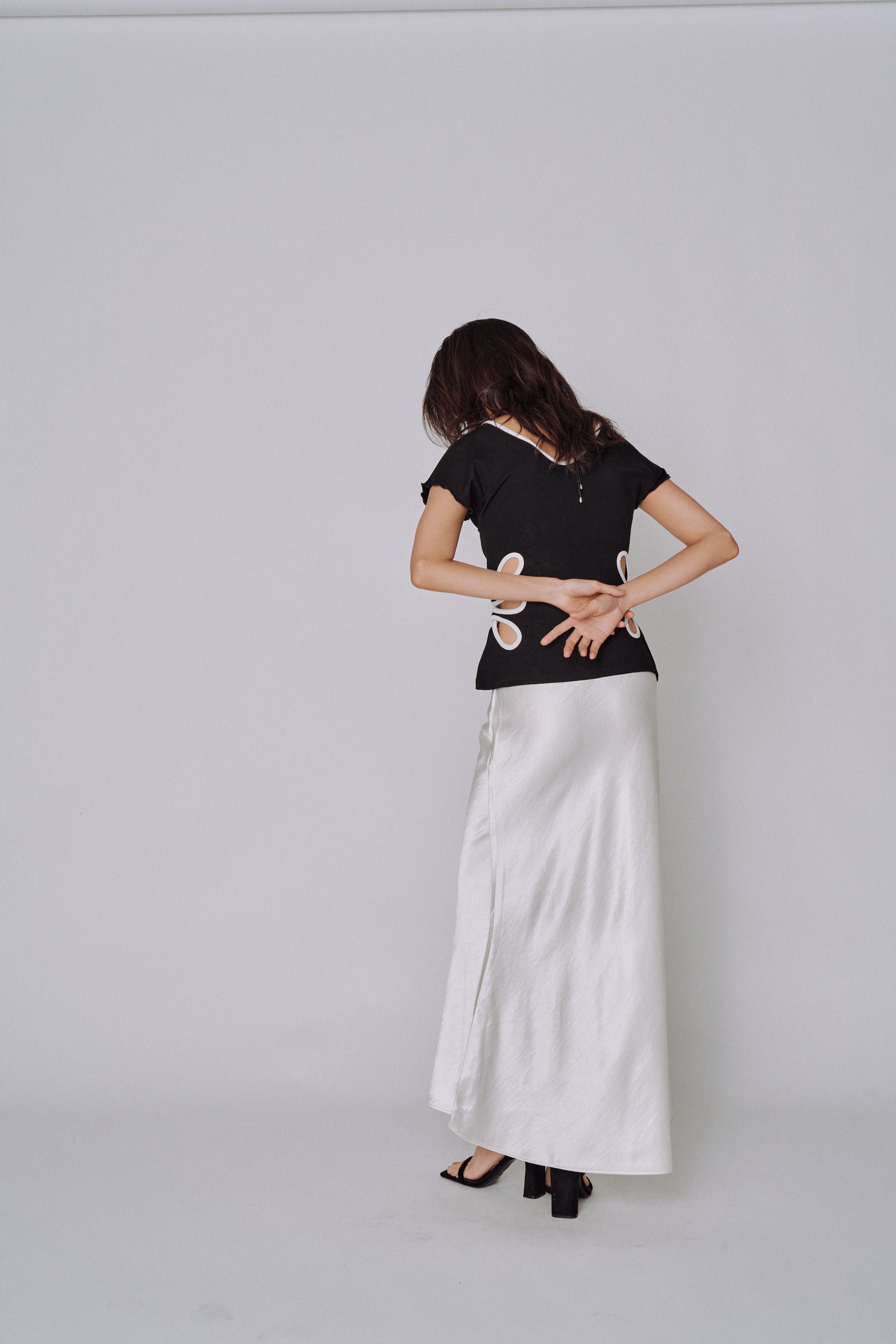 Glossy Flow Satin Skirt