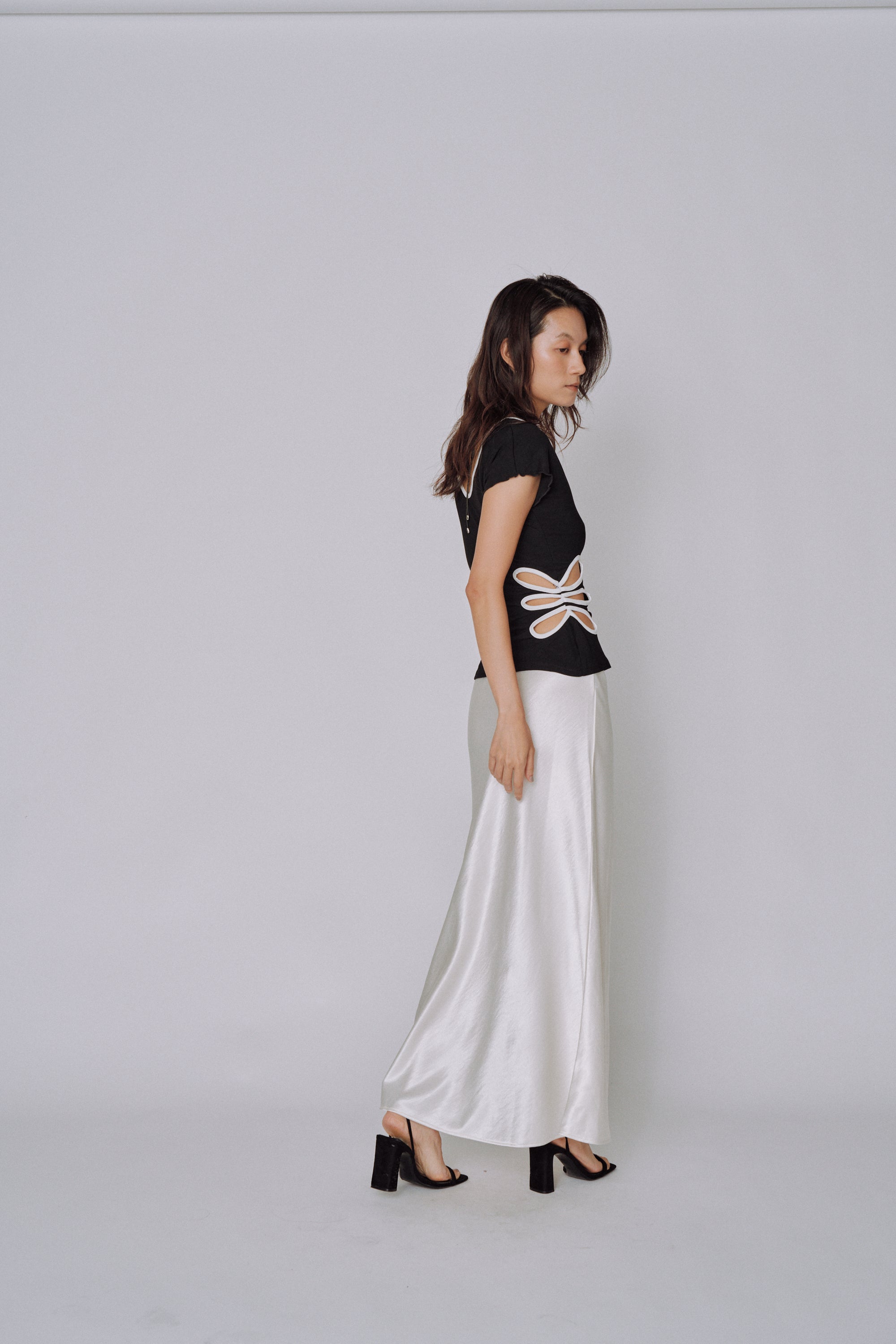 Glossy Flow Satin Skirt