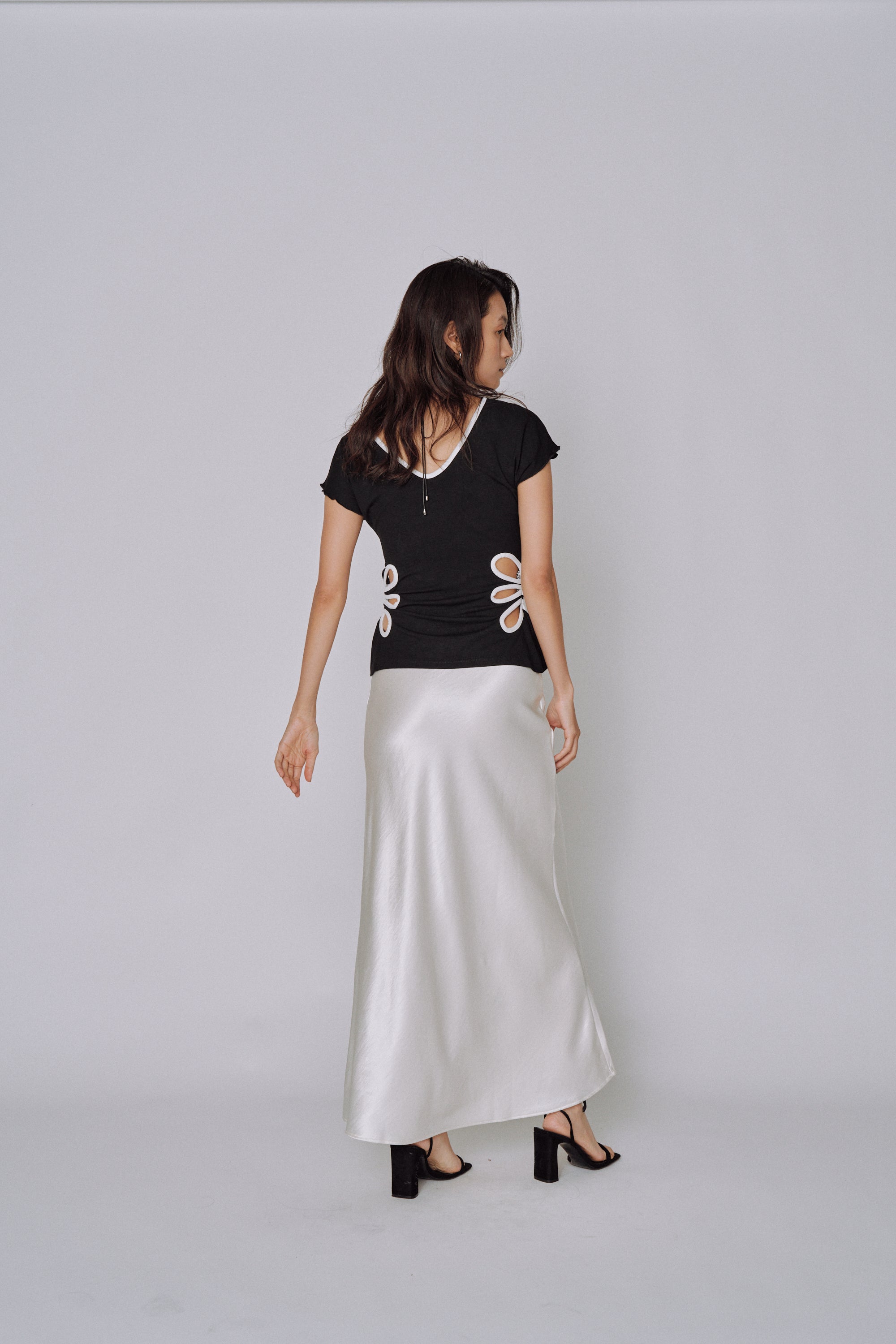 Glossy Flow Satin Skirt