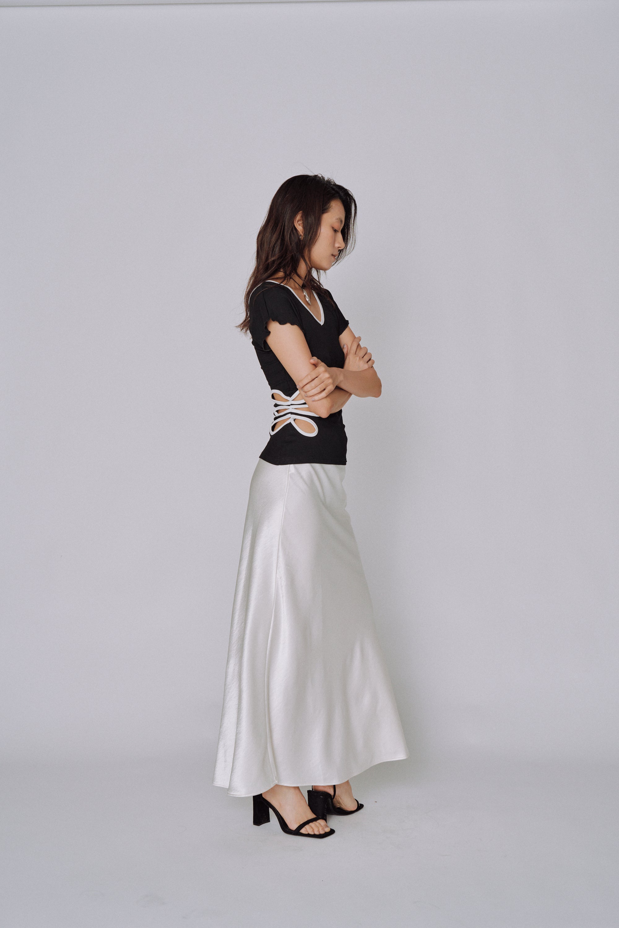Glossy Flow Satin Skirt