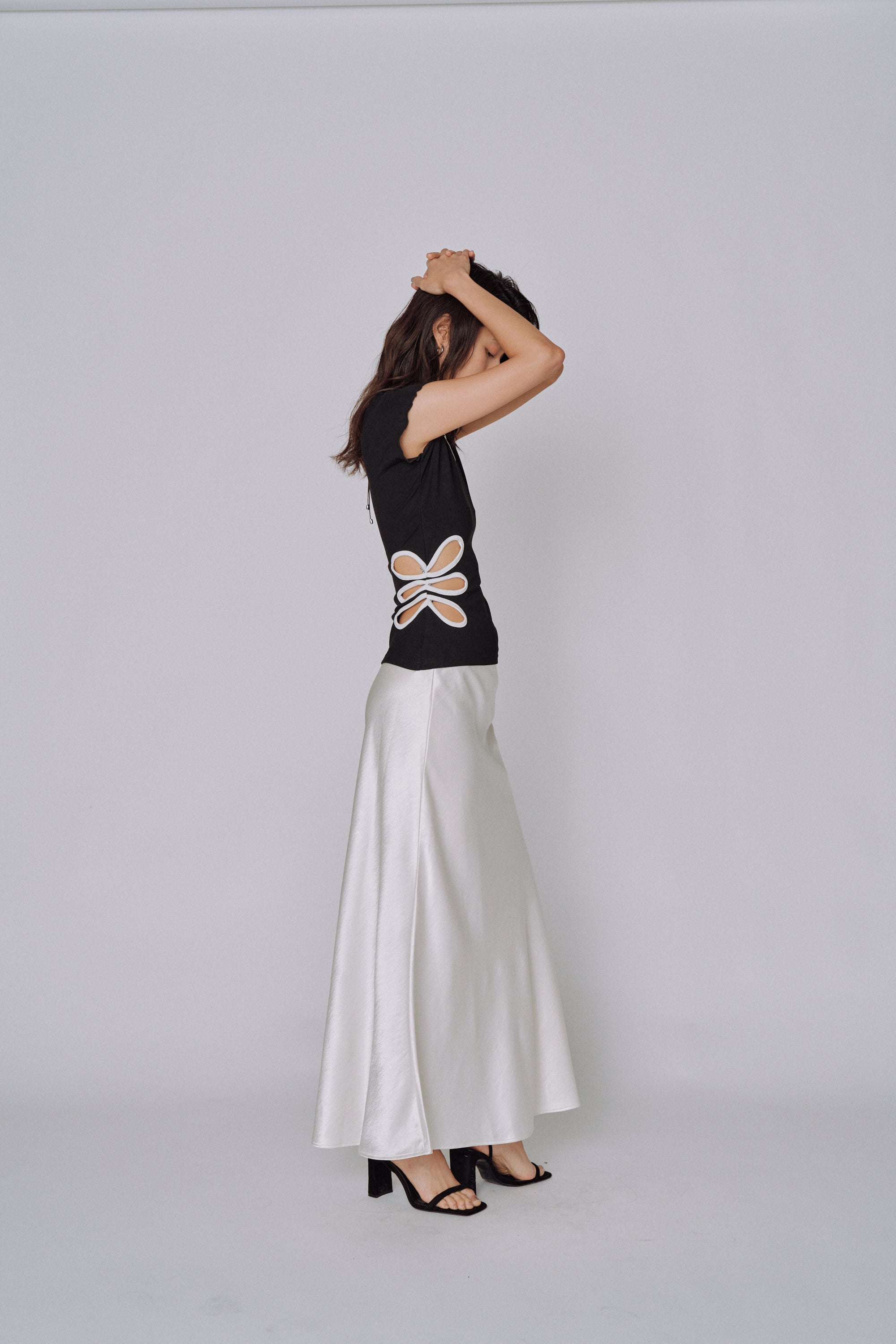 Glossy Flow Satin Skirt