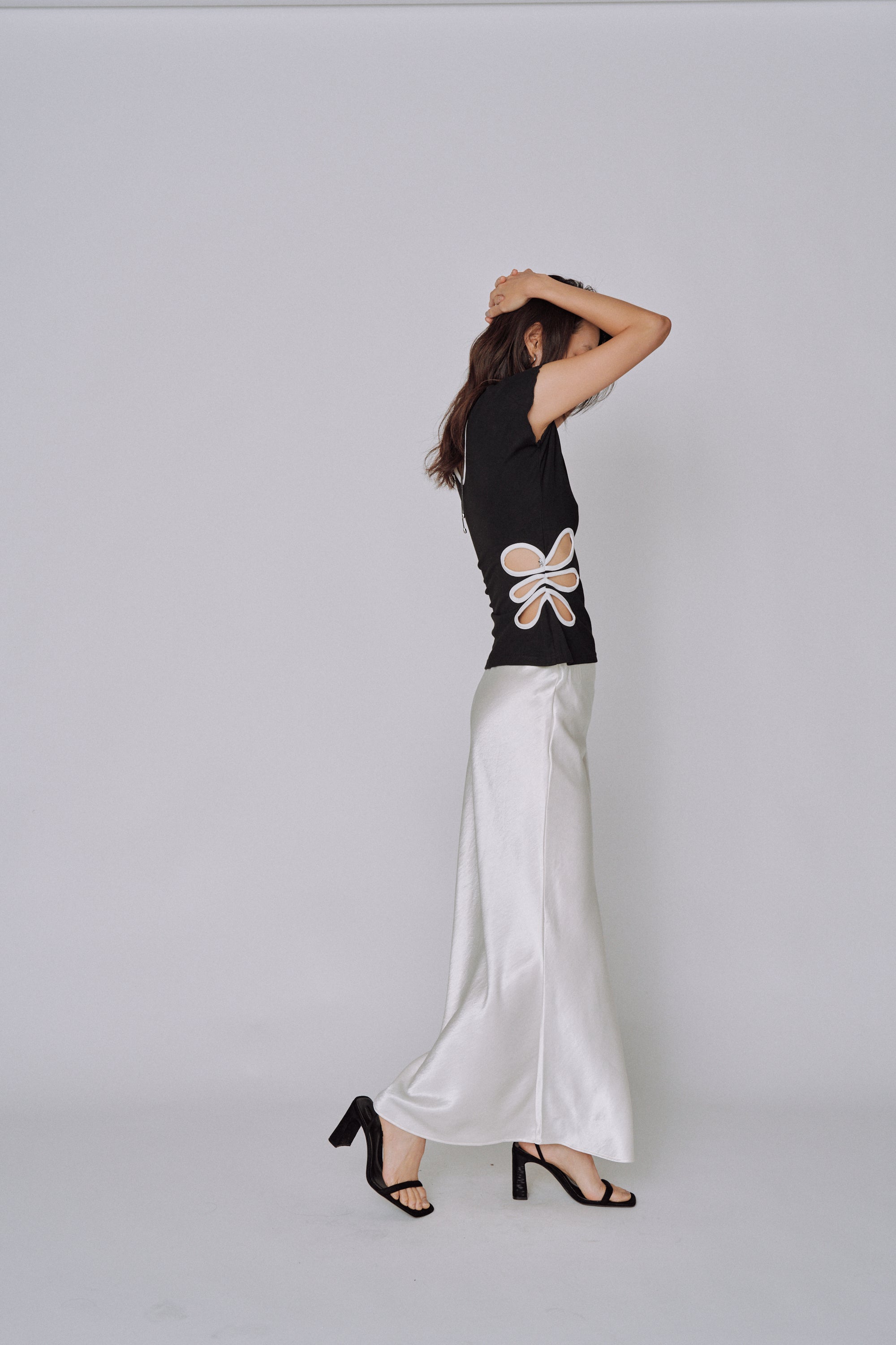 Glossy Flow Satin Skirt