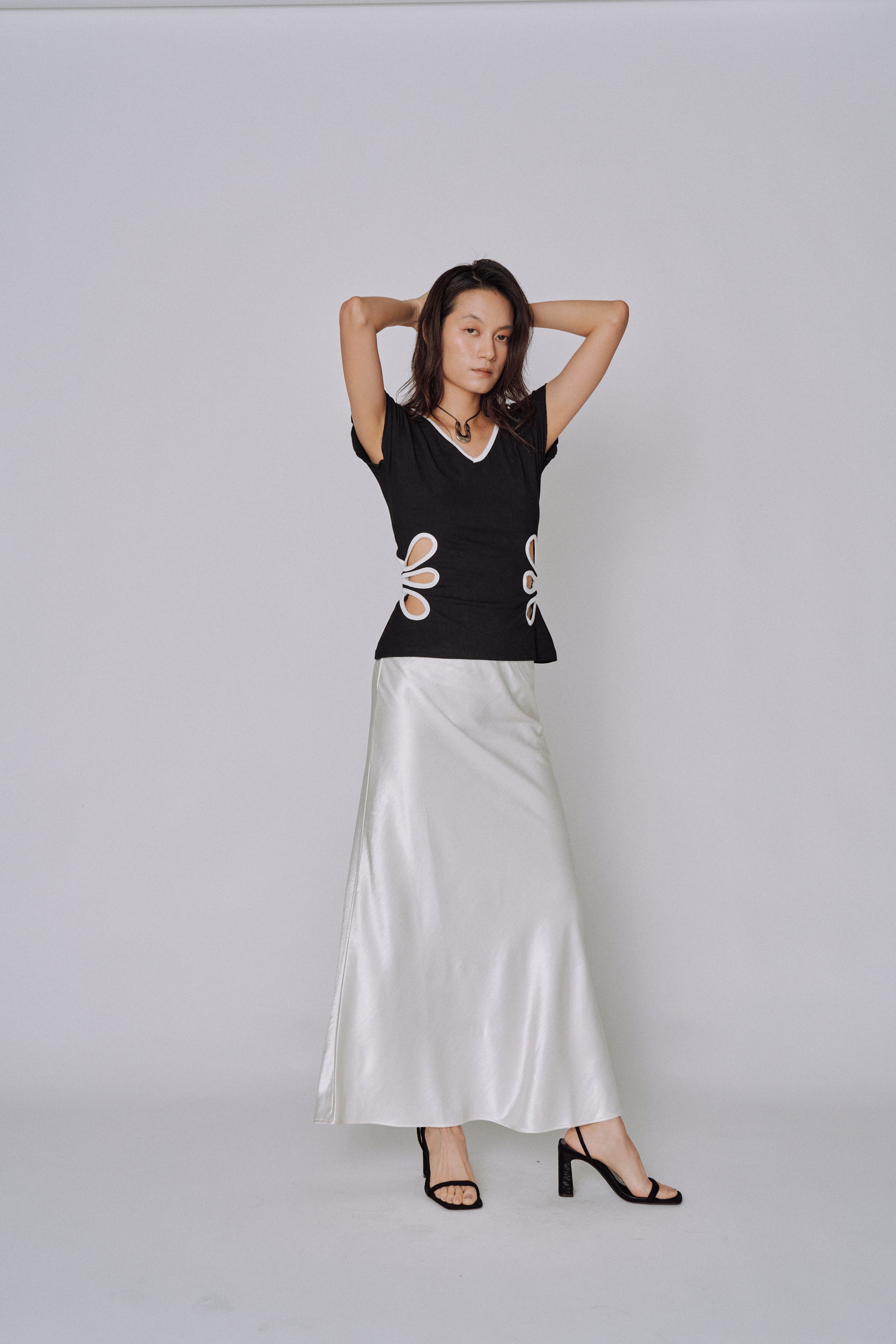 Glossy Flow Satin Skirt