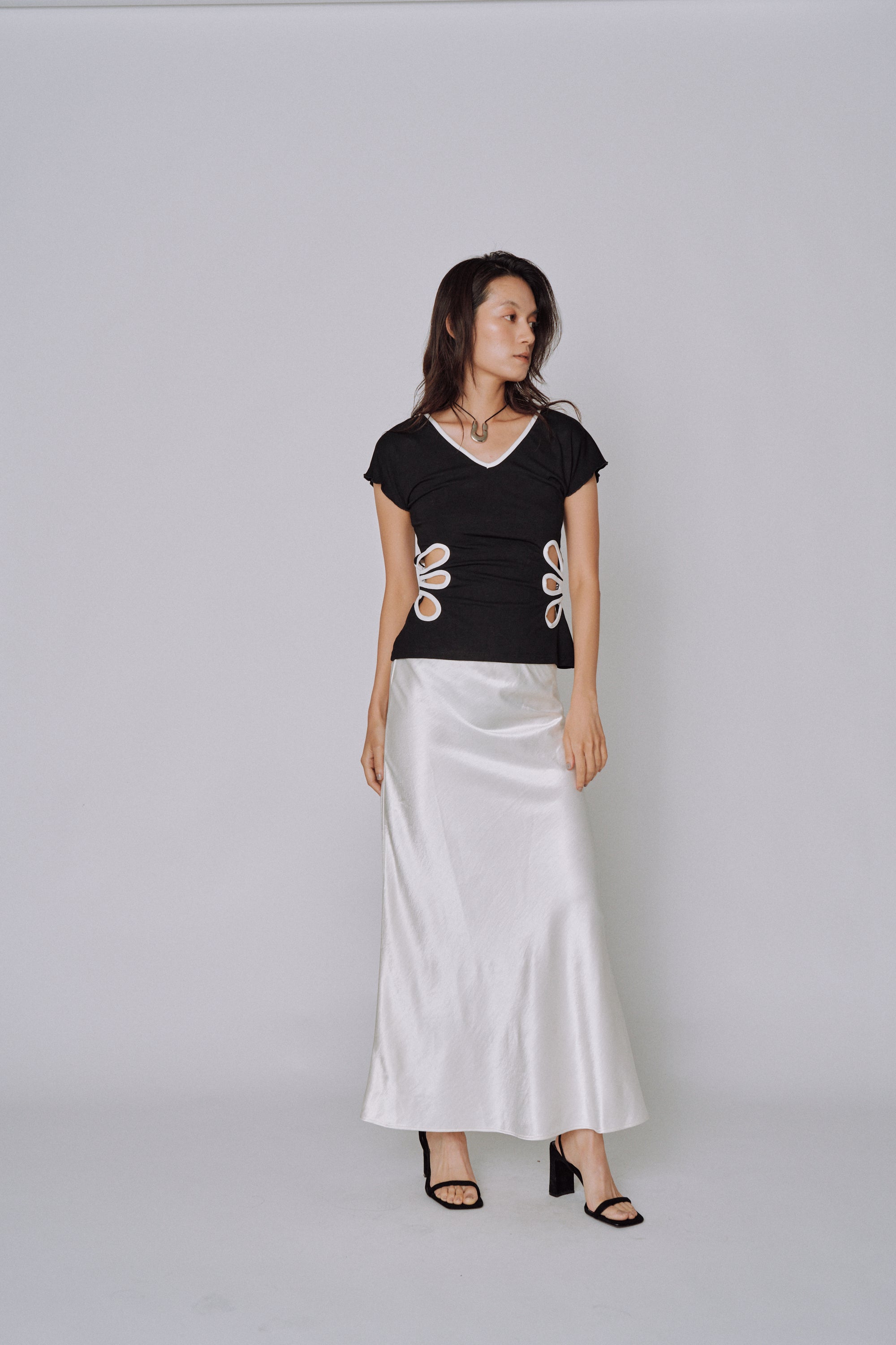 Glossy Flow Satin Skirt