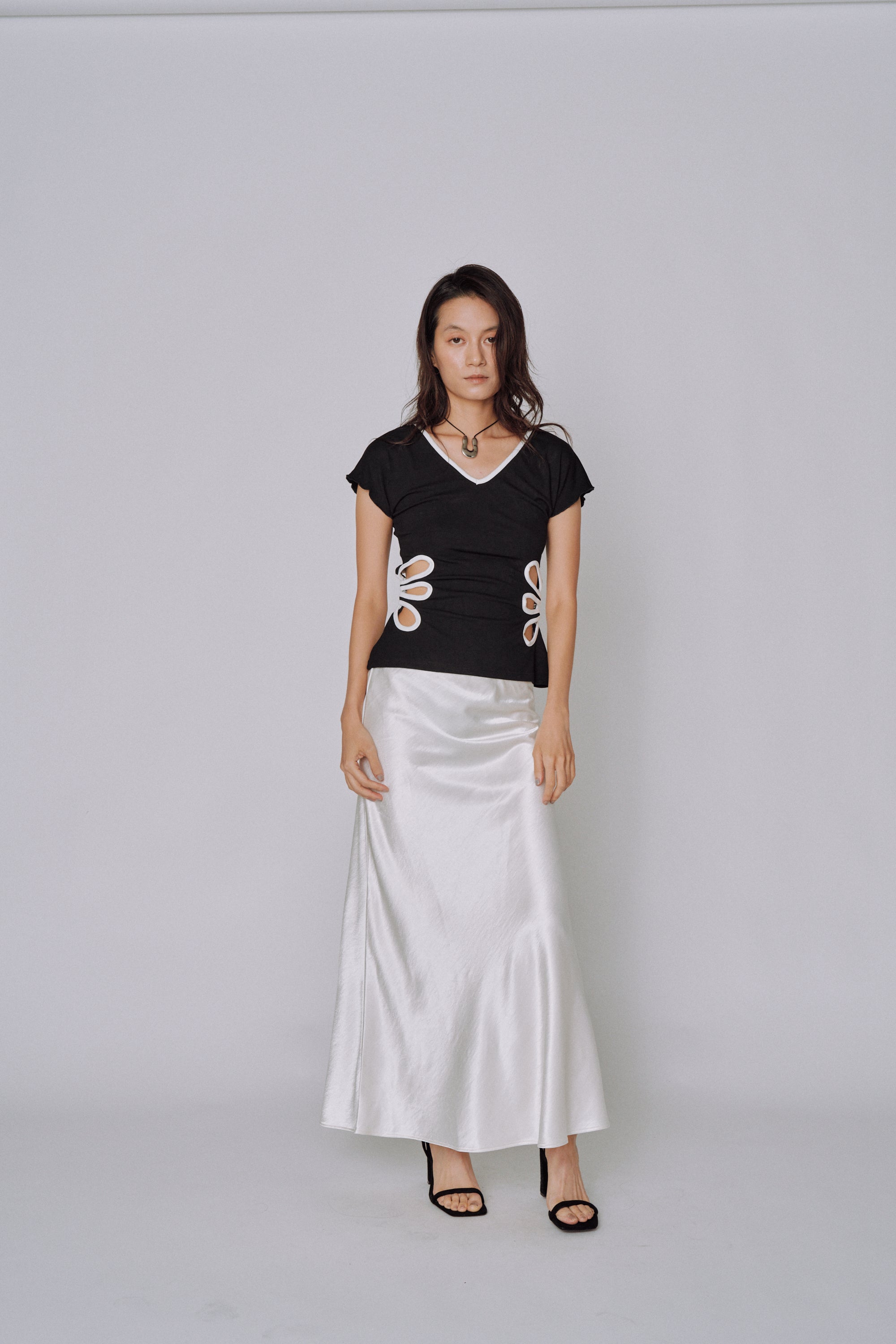 Glossy Flow Satin Skirt