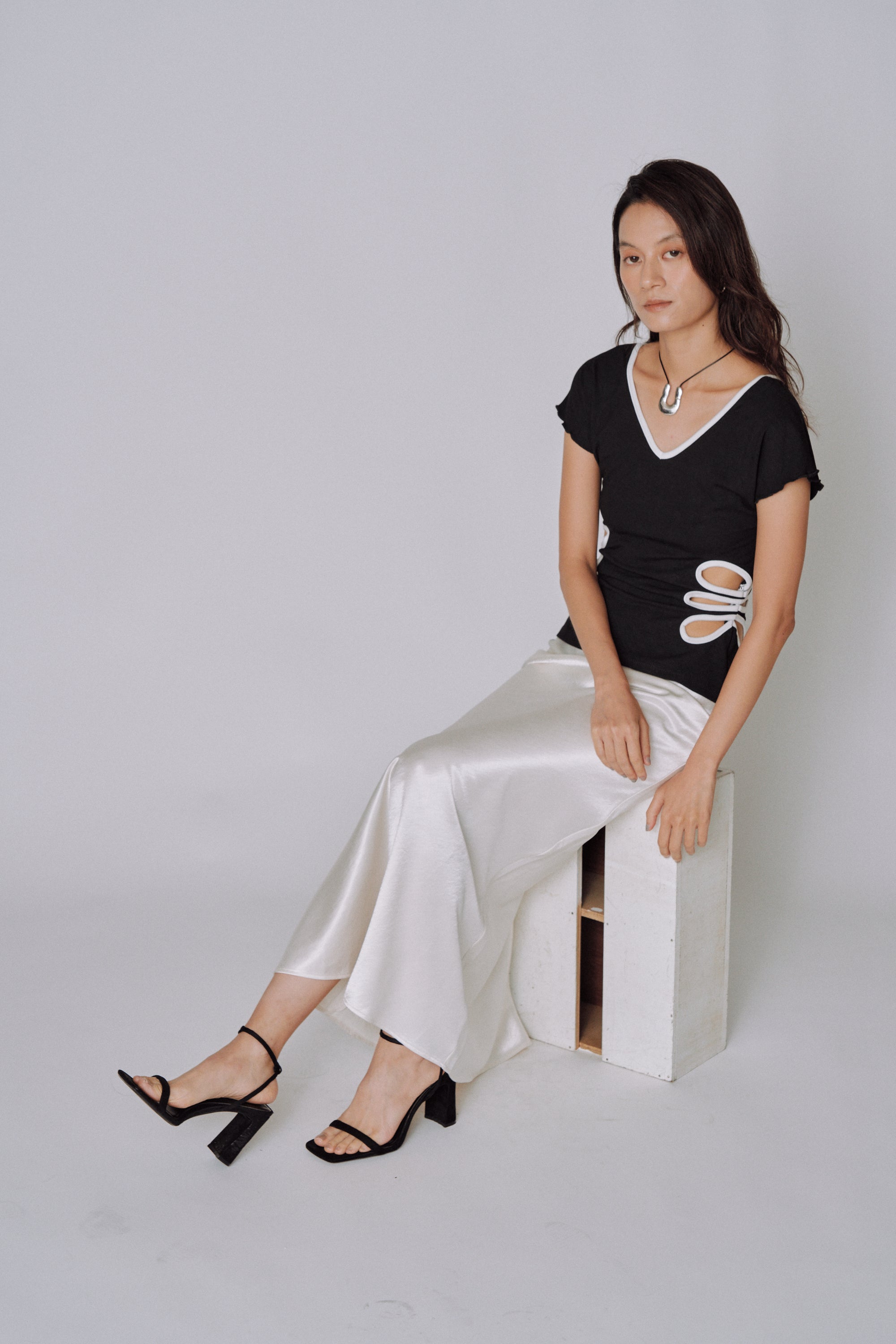 Glossy Flow Satin Skirt